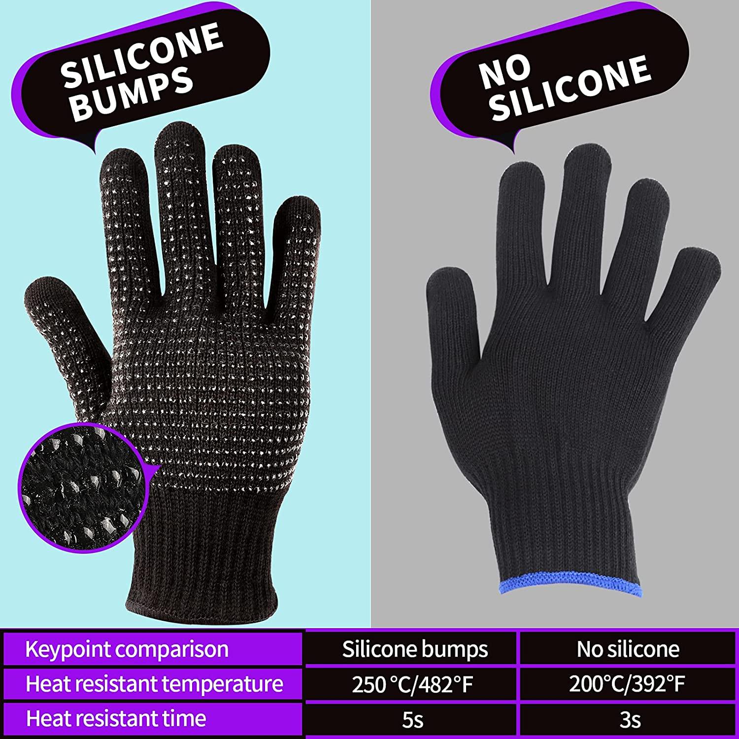 Heat Resistant Beauty Gloves for Curling and Flat Iron-Black-G & F