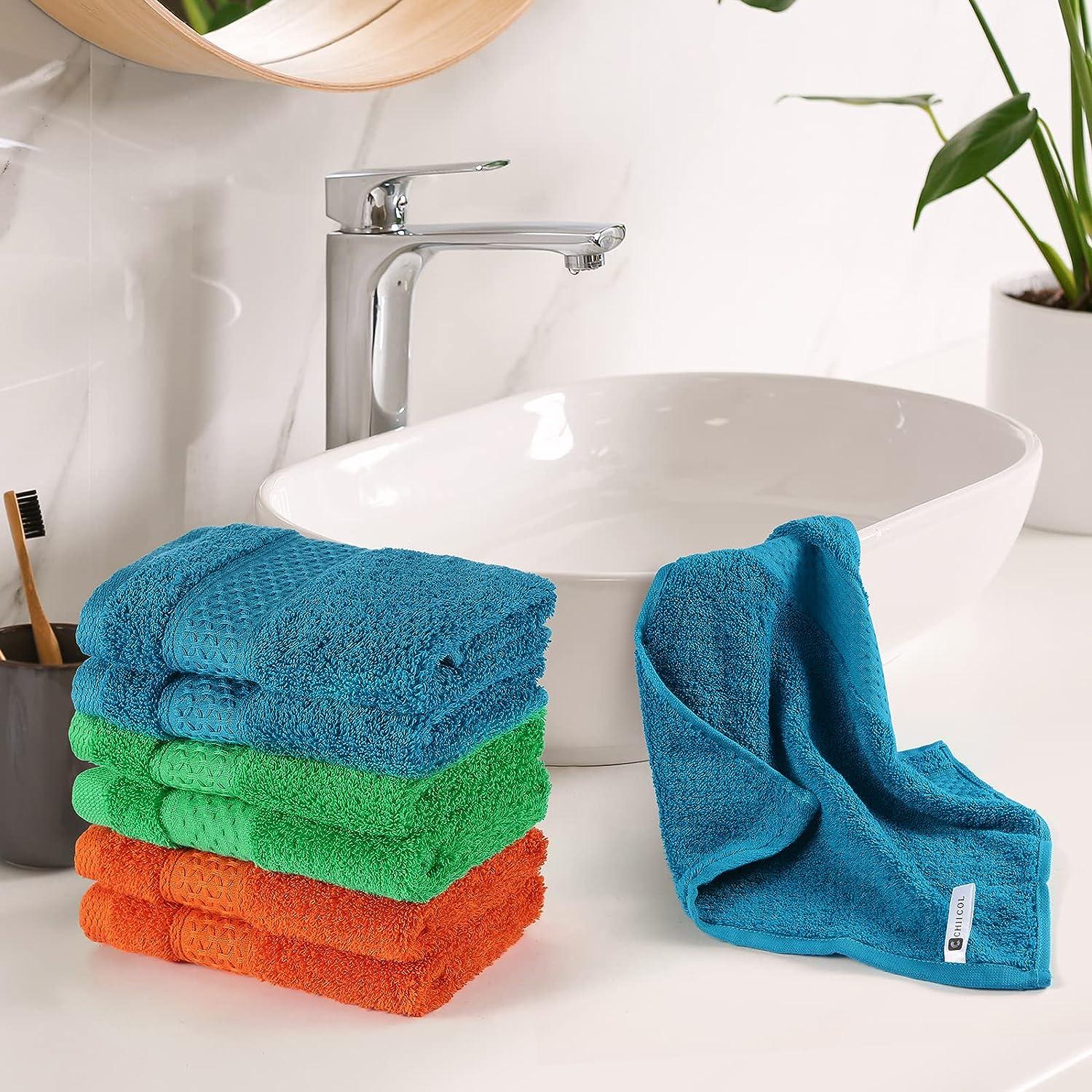 Chiicol Cotton Wash Cloths Absorbent Bath Washcloths for Body and Face -  Hotel Towels for Bathroom in