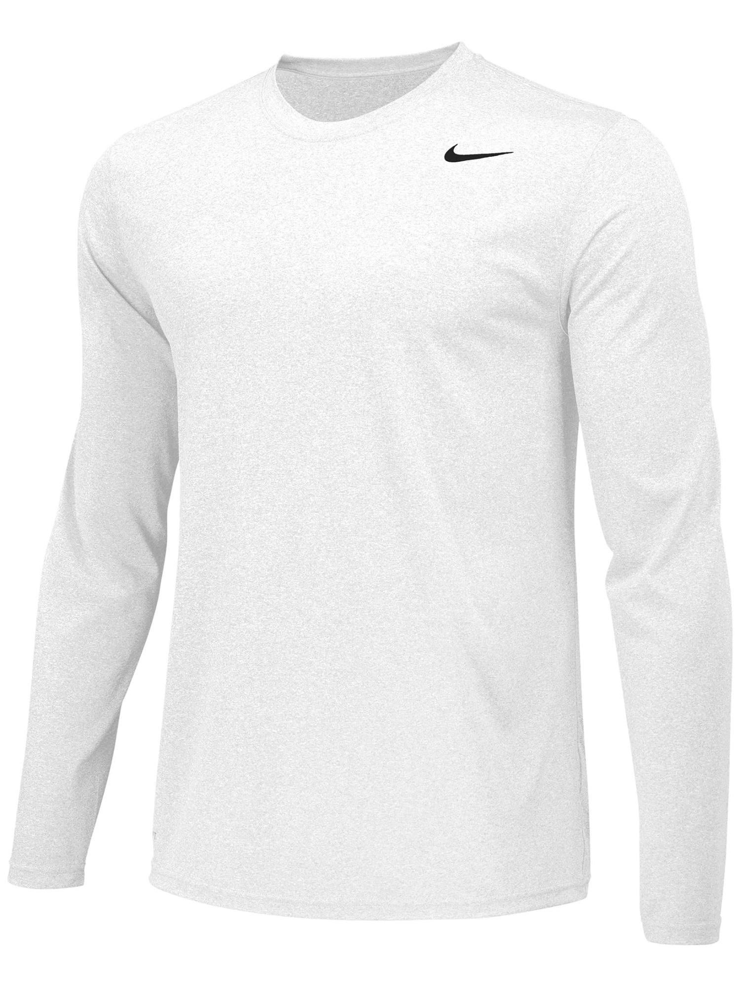 Nike Boys Legend Long Sleeve Athletic T-Shirt White/Cool Grey Large
