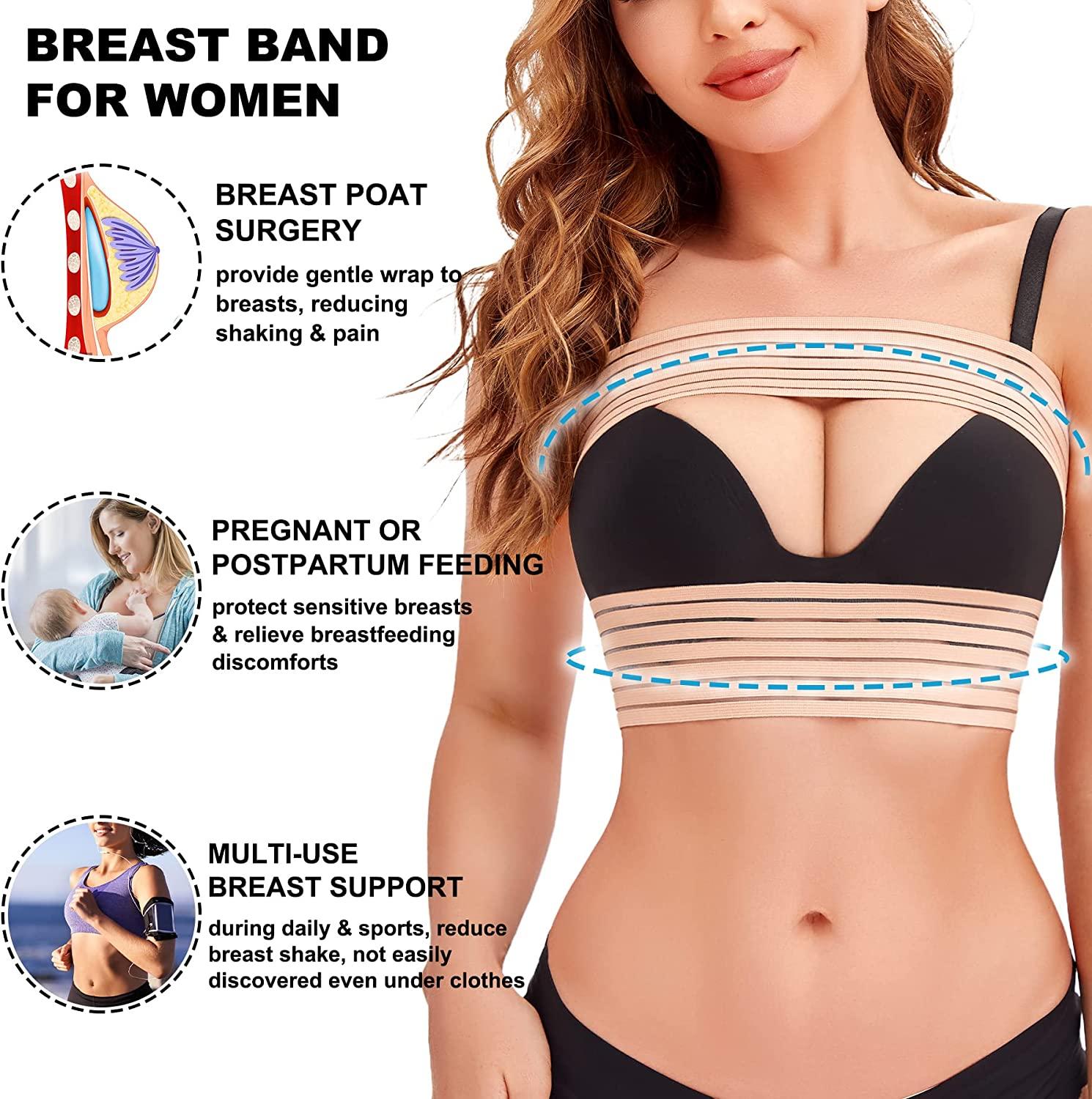 SCARBORO Breast Bands for Women Post Surgery Breast Implant Stabilizer Band  Compression Breast Augmentation and Reduction Strap Medical Chest Support  Band for Large Breast Exercise XL-2XL Beige