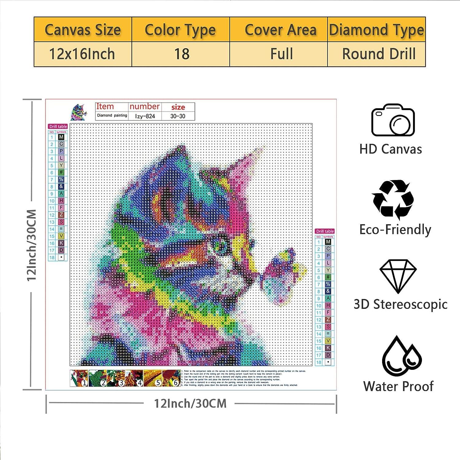  Cat Diamond Painting Kits for Adults-Flower Diamond Art Kits  for Adults,Animal Gem Art Kits for Adults for Gift Home Wall  Decor(12x16inch) : Arts, Crafts & Sewing