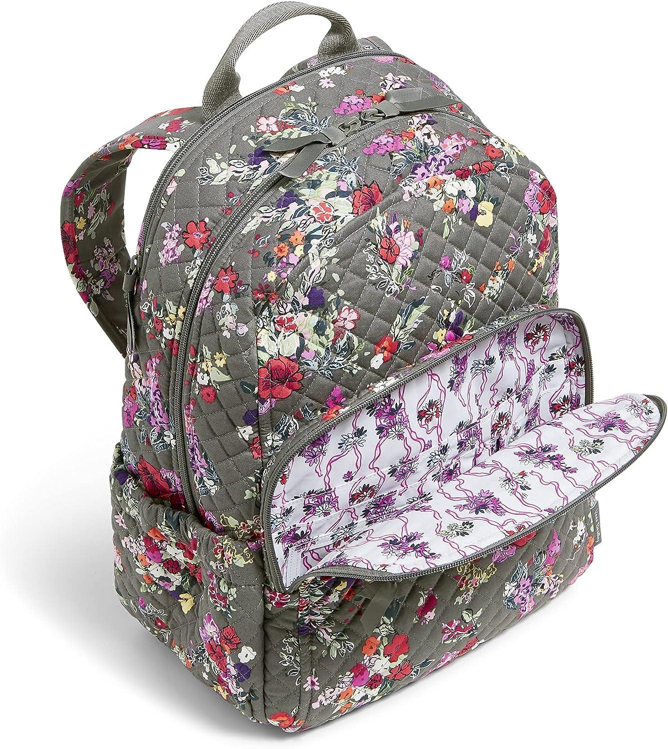 Vera Backpack Baby Blue Bradley Backpack Flower Pattern Custom