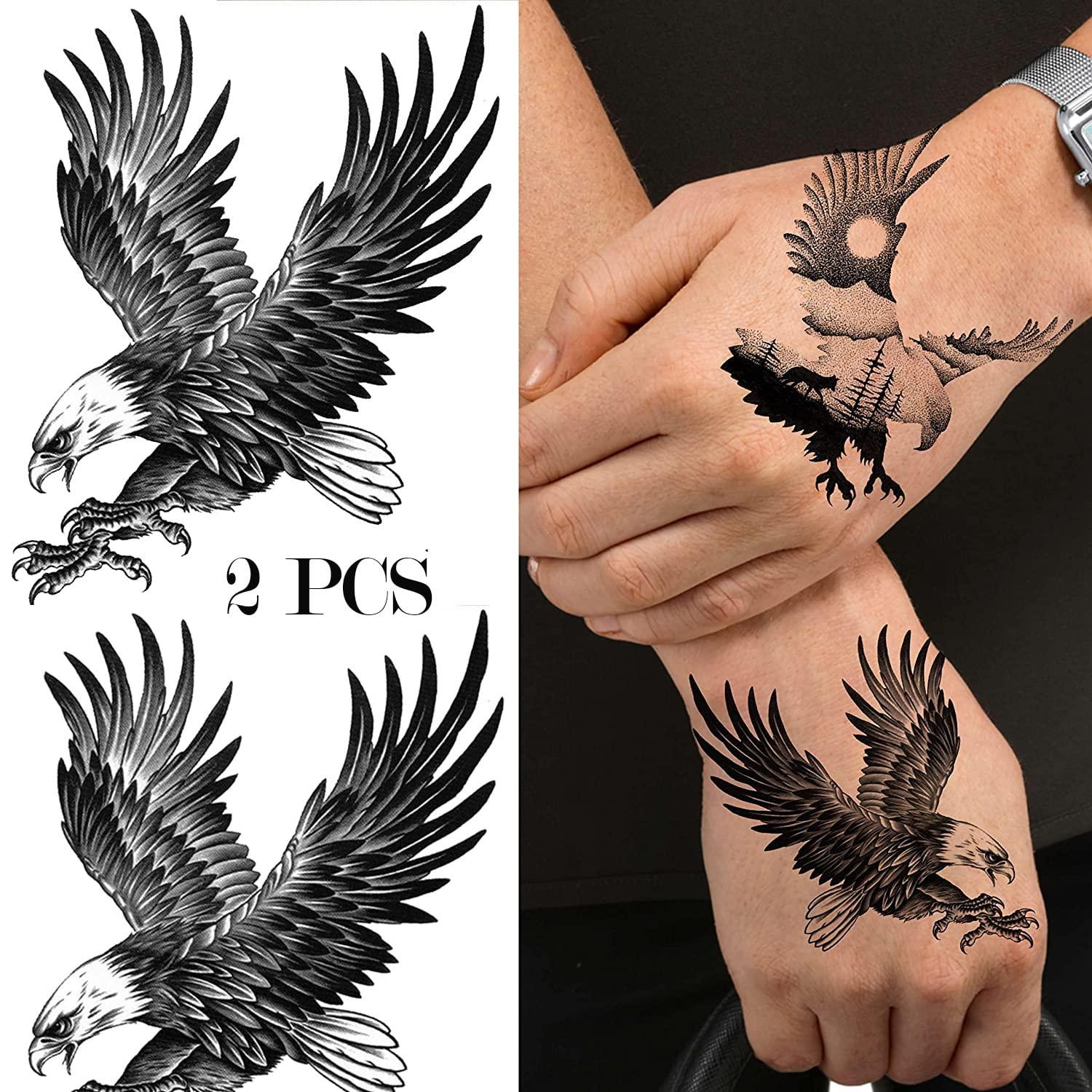 Buy Egyptian Falcon Temporary Tattoo Bird Eagle Hawk Wings Faience Feather  Nature Fierce Woman Badass Black White Minimal Wrist Waterproof Online in  India - Etsy