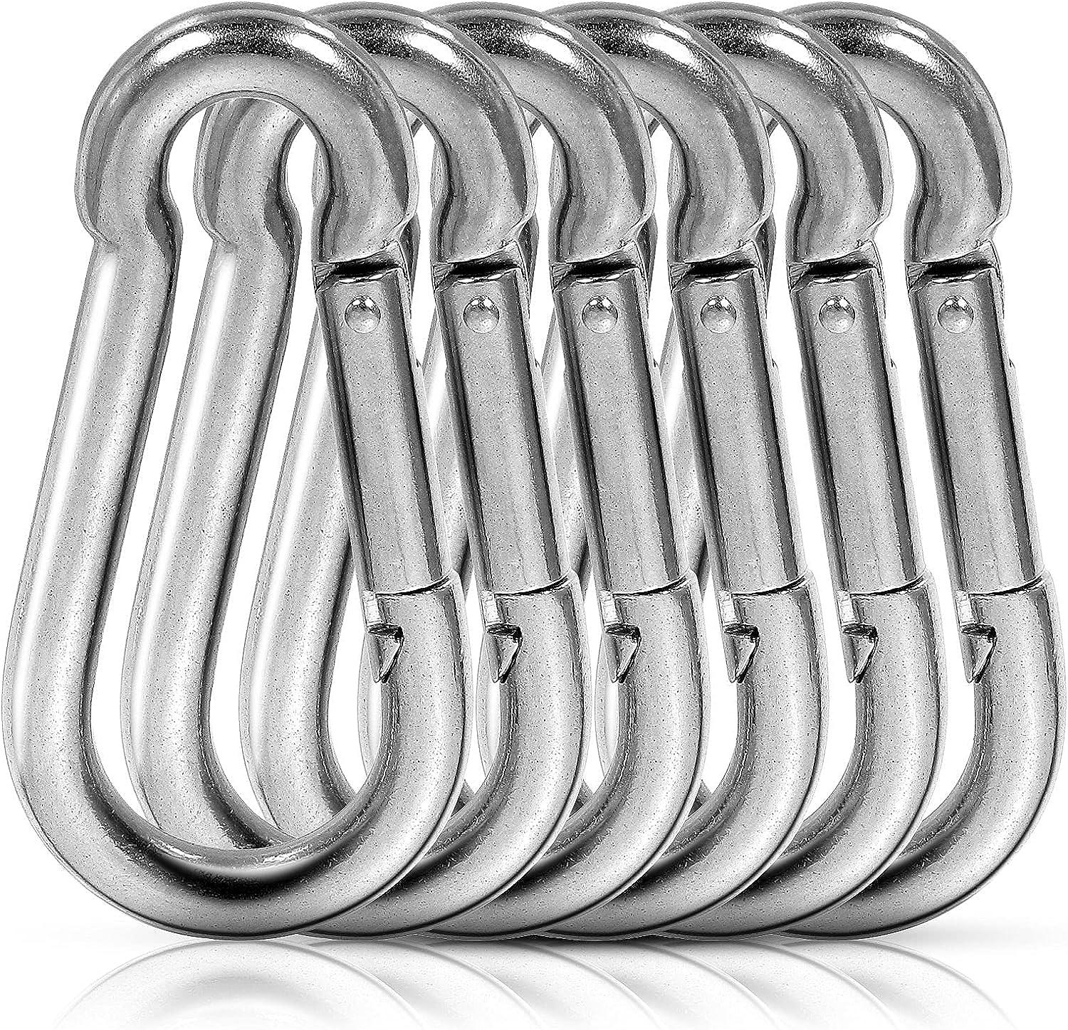 LANIAKEA 12Pcs 4inch Spring Snap Hook, M10 Stainless Steel Quick Links, 3/8  inch Large Carabiner Clips Heavy Duty for Camping, Swing, Hammock, Hiking,  Fishing, Gym, 770LBS
