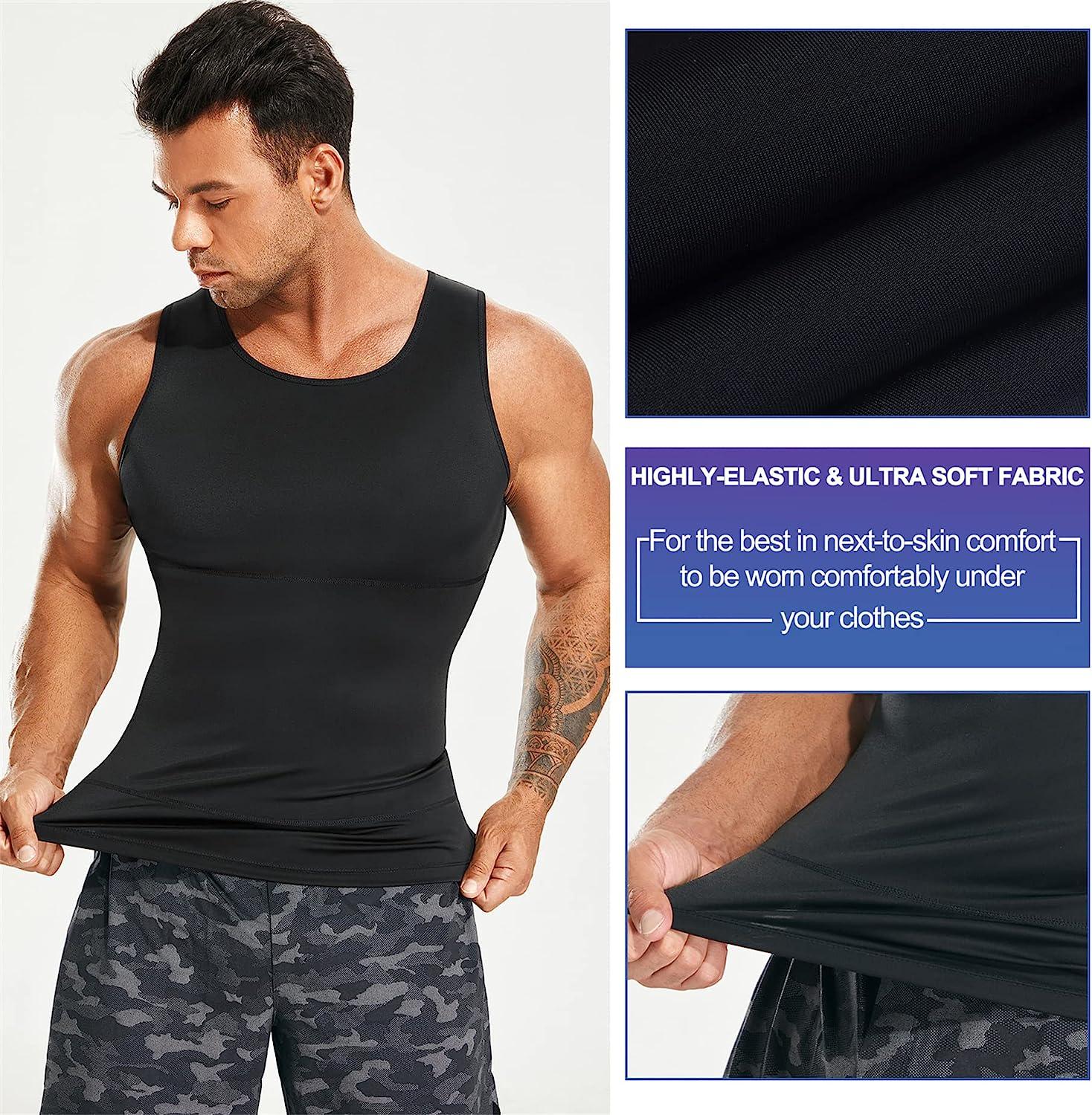 Mens Underwear Chest Compression Shirt Slimming Body Shaper Vest Tummy Belly  Control Slim T-Shirt Workout Tank Tops Abdomen Undershirts