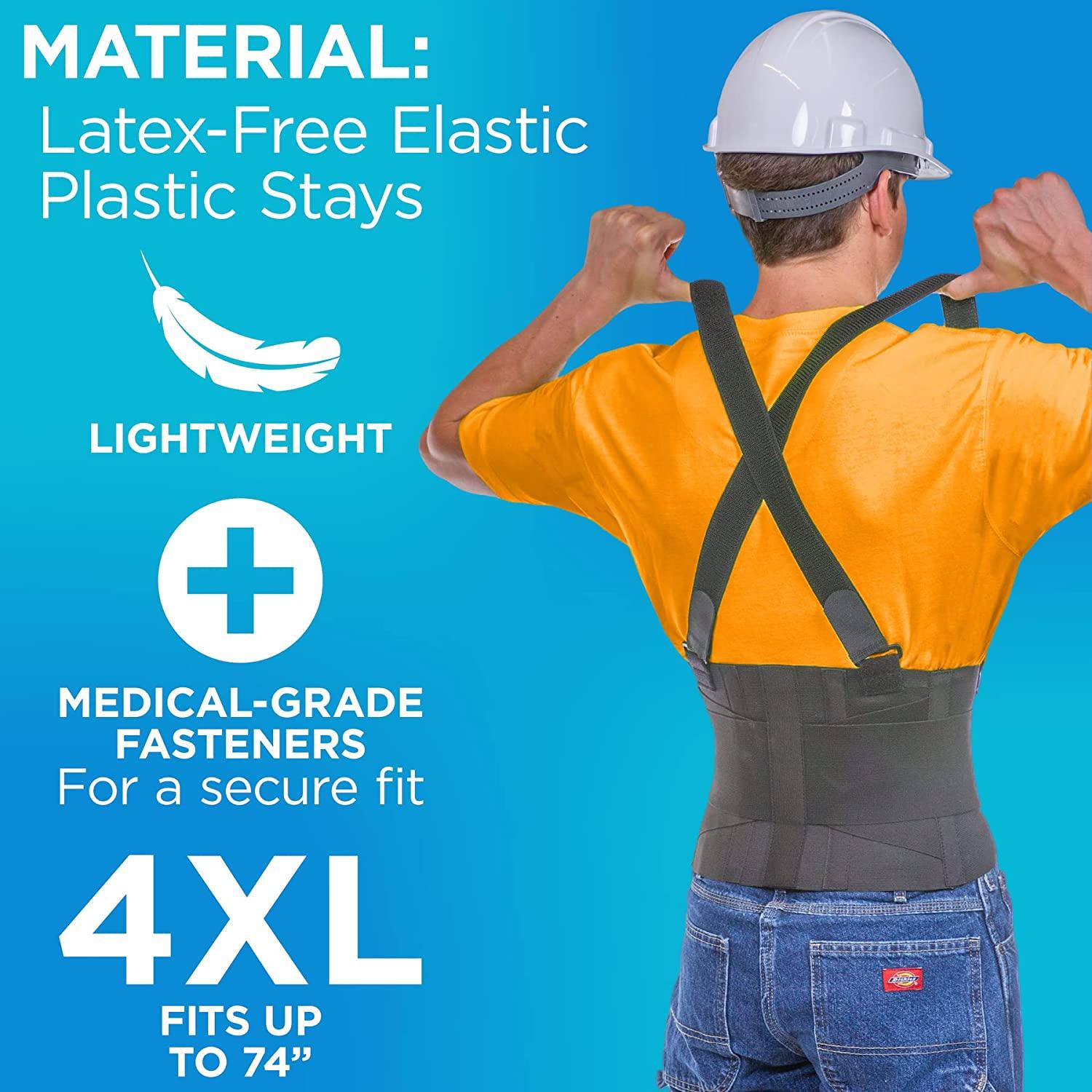 BraceAbility Industrial Work Back Brace  Removable Suspender Straps for Heavy  Lifting Safety - Lower Back Pain Protection Belt for Men & Women in  Construction, Moving and Warehouse Jobs (Large)