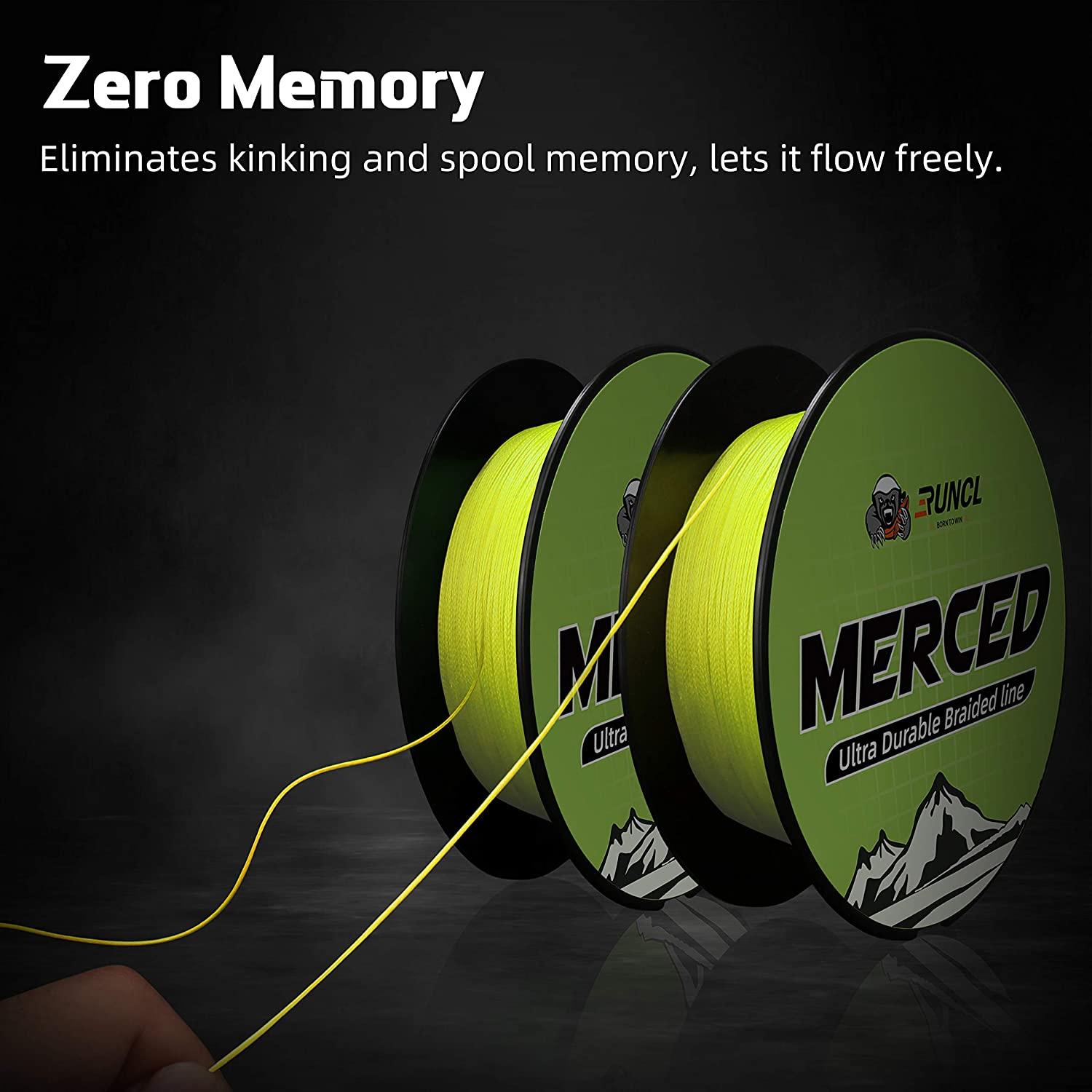 RUNCL Braided Fishing Line Merced, 1000 500 300 Yards Braided Line 4 8  Strands, 6-200LB - Proprietary Weaving Tech, Thin-Coating Tech, Stronger  Smoother - Fishing Line for Freshwater Saltwater Hi-Vis Yellow  20LB(9.1kgs)/0