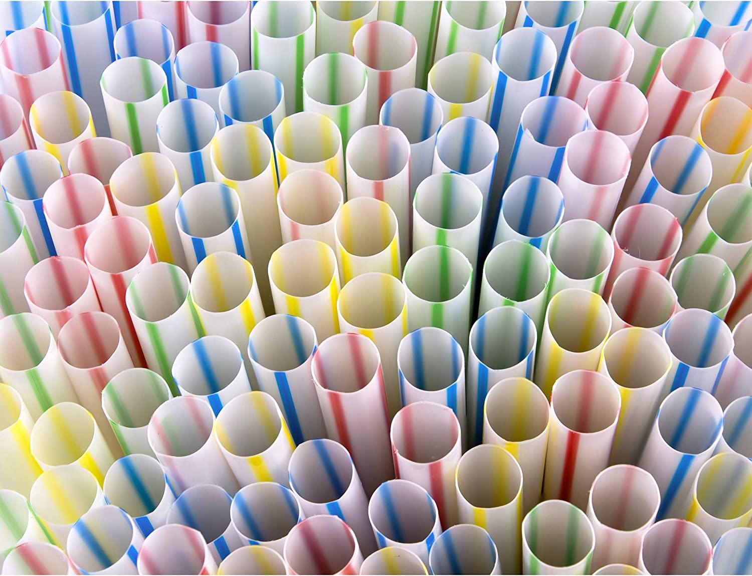 18'' LONG COLORFUL PLASTIC STRAWS / 200