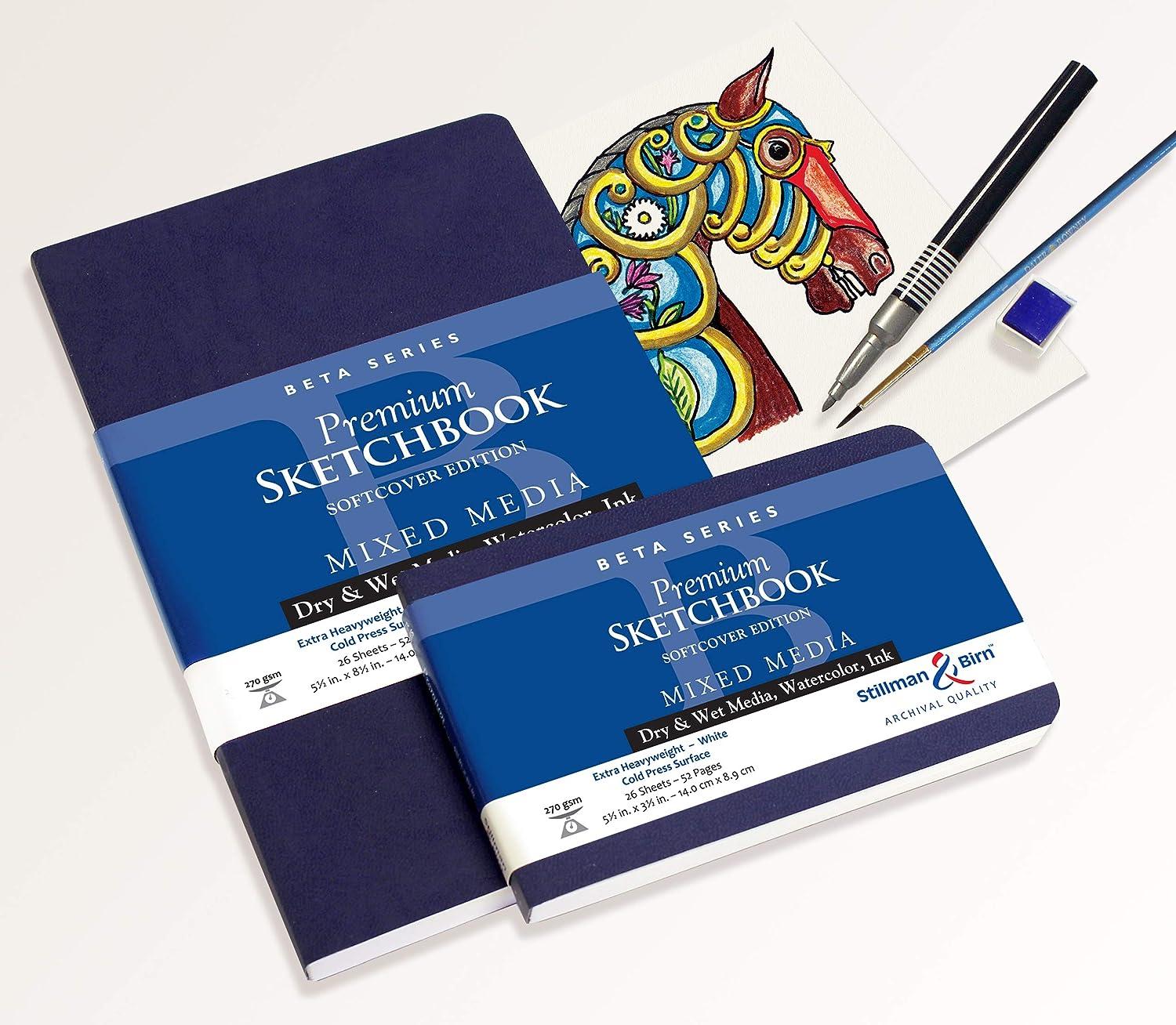 Stillman & Birn Beta Series Softcover Sketchbook, 5.5 x 8.5, 270 GSM  (Extra Heavyweight), White Paper, Cold Press Surface