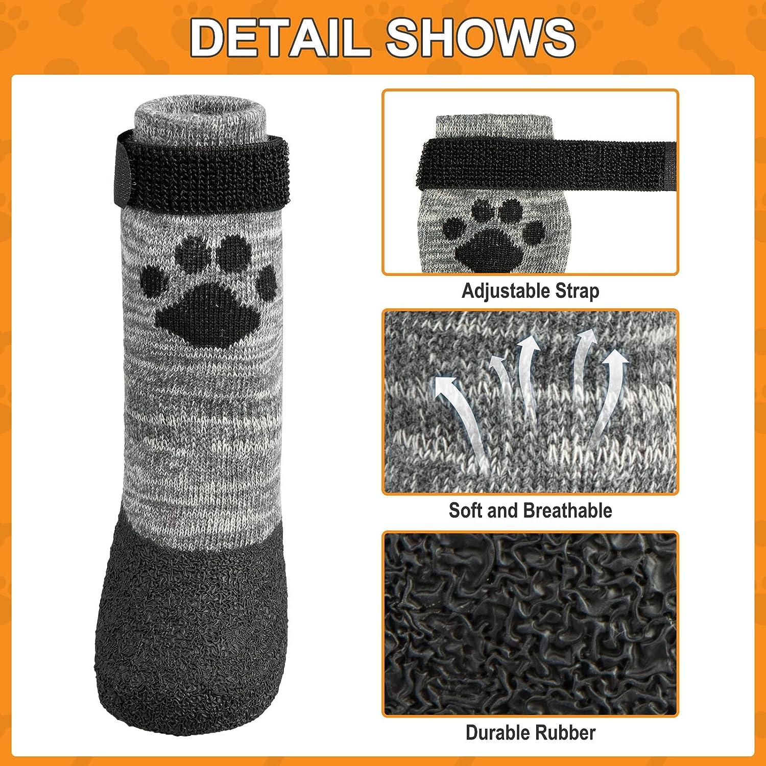 KOOLTAIL Anti-Slip Dog Boots 4 Packs - Adjustable Dog Socks with Shoelace,  Waterproof Dog Sock Shoe for All Seasons, Super Durable Pet Paw Protector