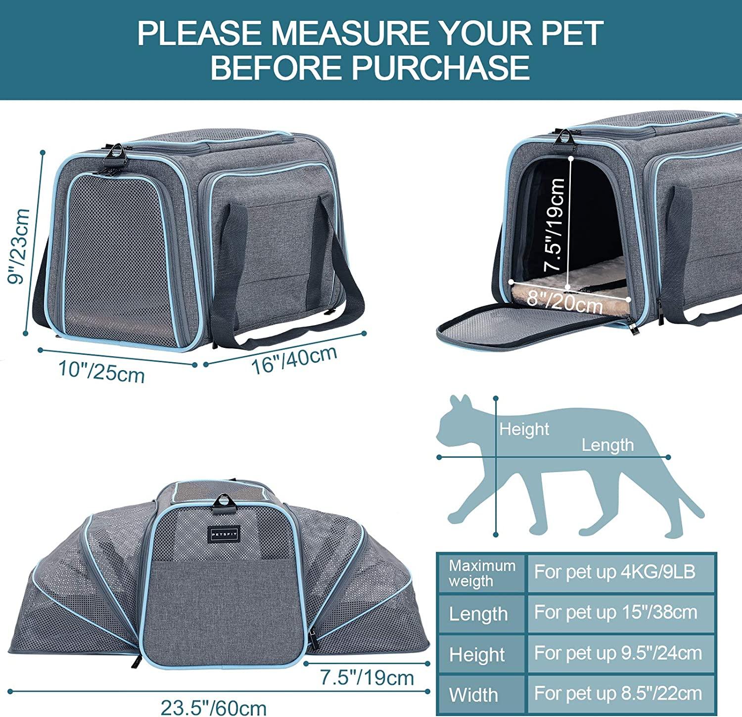 Petsfit Small Dog Carrier, 19.7 L x 11.4 W x 12.6 H, Soft Pet Carriers  Small Animal Carrier for Dog/Kittens/Puppies/Rabbit/, Army Green