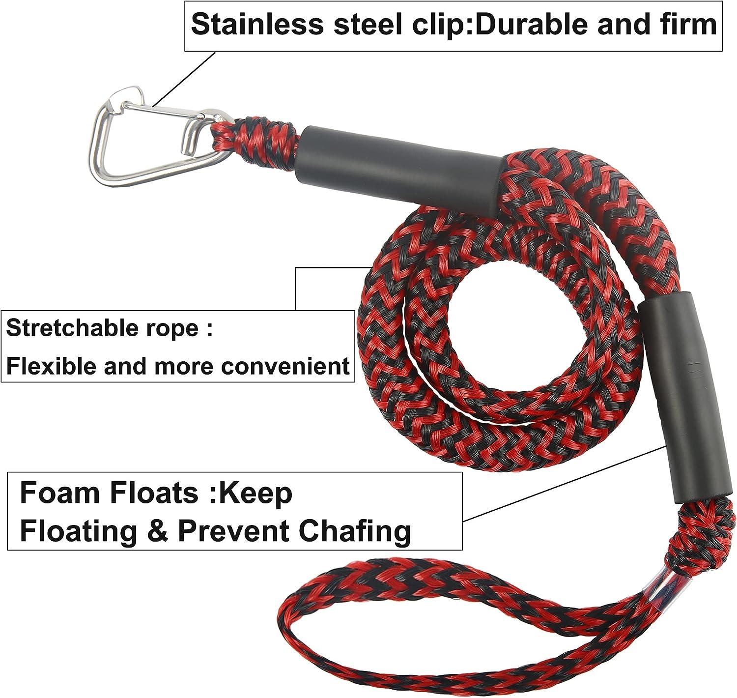 Bungee Dock Line Mooring Rope Bungee Cord Docking String Shock Bungee  Docking Ropes for Boat Dock Lines with Stainless Steel Clip (4 X) Red &  Black