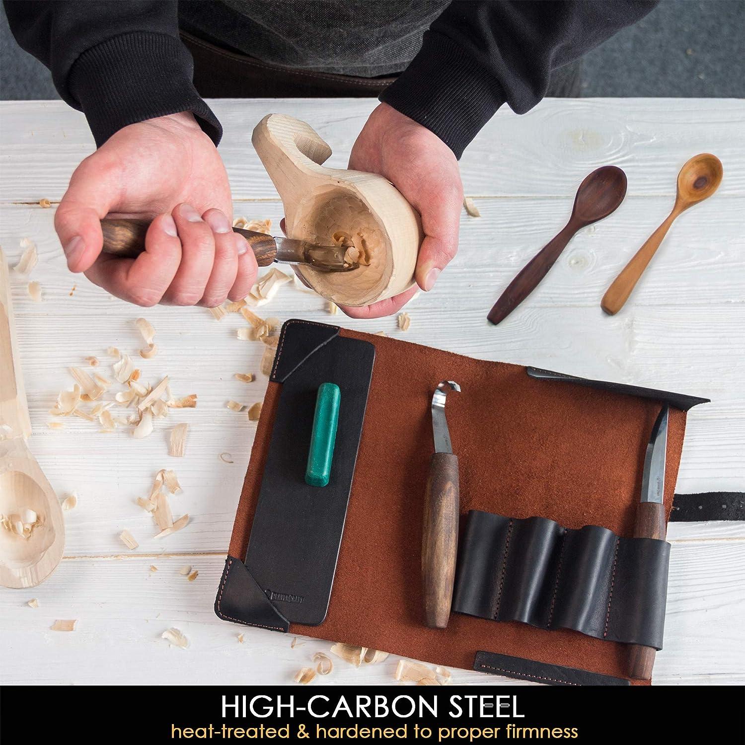 BeaverCraft Wood Spoon Carving Tools Kit S14x Deluxe - Spoon Carving Knives Hook  Knife Wood Carving Spoon Knife Set Bowl Kuksa Whittling Carving Gouges Kit  Deluxe S14x
