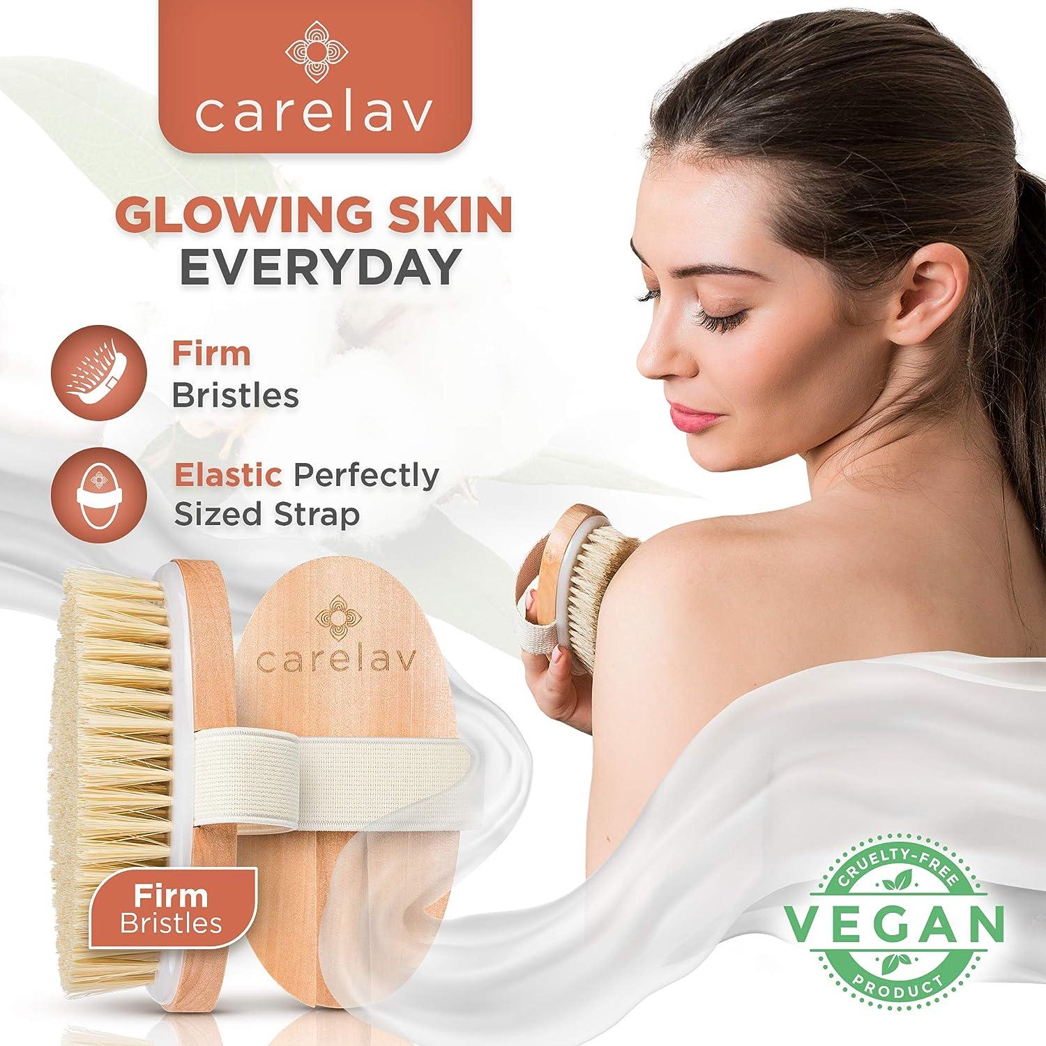 100% Vegan Dry Brushing Body Brush Set - Firm Bristles Dry Scrub Brushes  for Face Exfoliating Cleansing & Lymphatic Drainage Premium Skin Beauty  Brush with Handle + Face Brush + Shower Gloves Firm Vegan