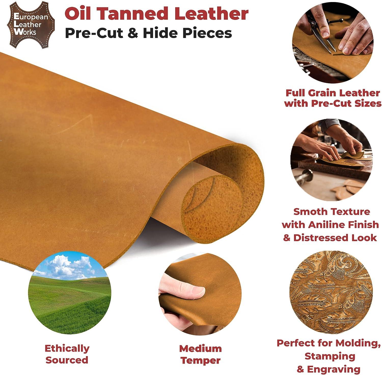 ELW Oil & Vegetable Tanned Leather Scraps - Cowhide Remnants Full Grain &  Latigo Leather for Tooling, Holsters, Knife Sheath, Carving, Embossing,  Stamping