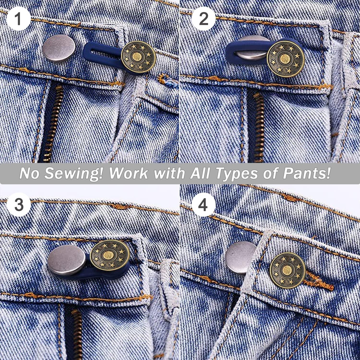 4 Pcs Elastic Waist Extenders,Adjustable Waistband Expander Men and  Women,Jeans Pants Button Extender Set (4 Colors)