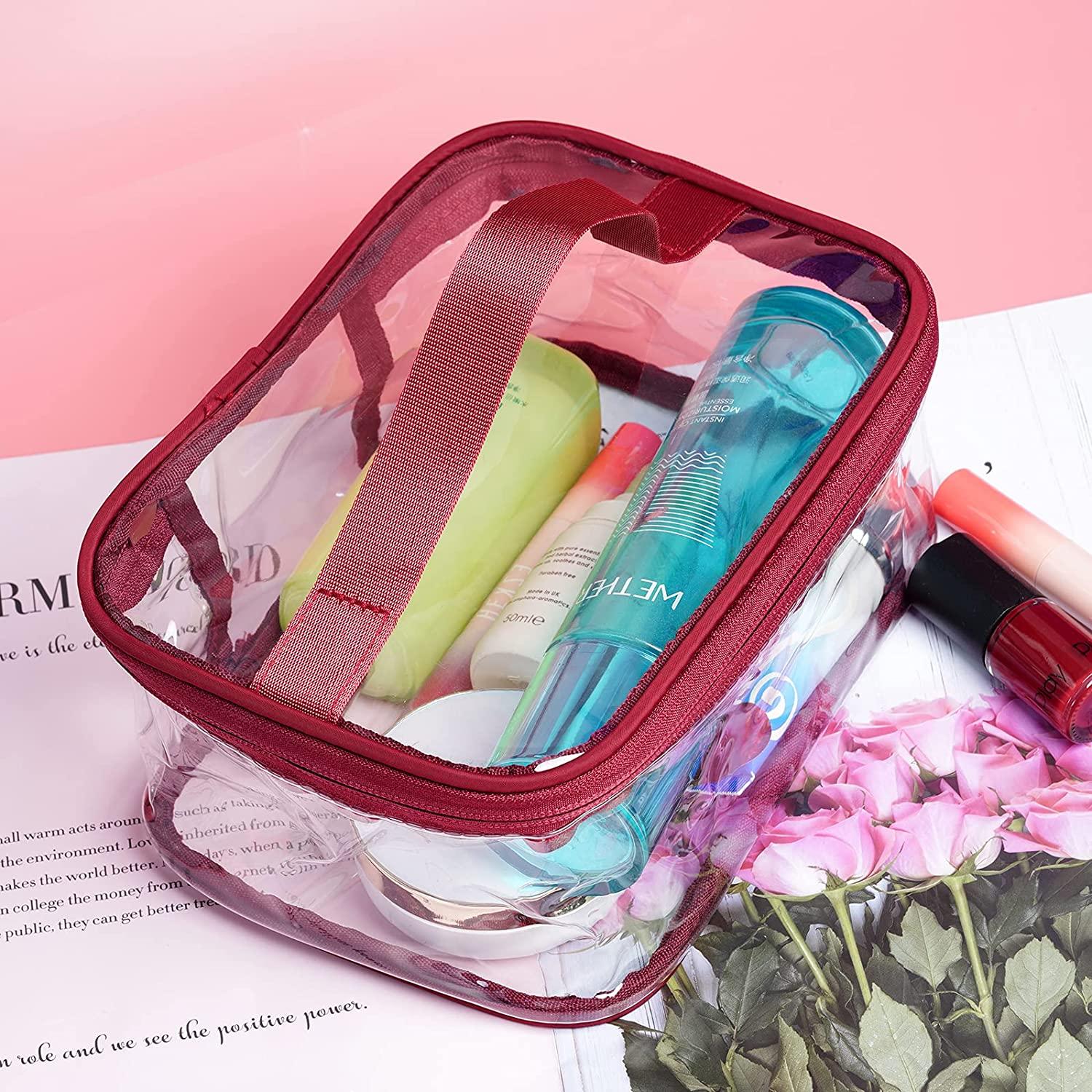 Red Zipper Mini Travel Toiletry Pouch Bag