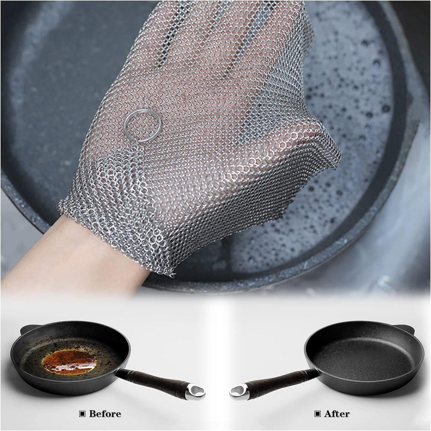 316 Premium Stainless Steel Cast Iron Cleaner Chainmail Scrubber for