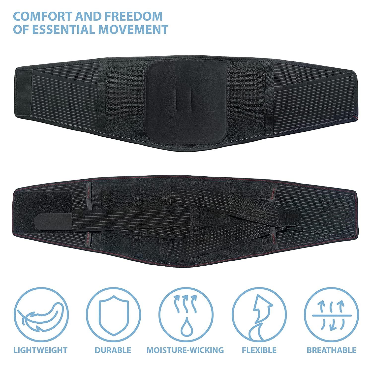 ORTONYX Lumbar Support Belt Lumbosacral Back Brace – Ergonomic Design and  Breathable Material - XL/XXL (Waist 39.7-47.6) Black L/XXL (Waist:39.7-47.6)  Black