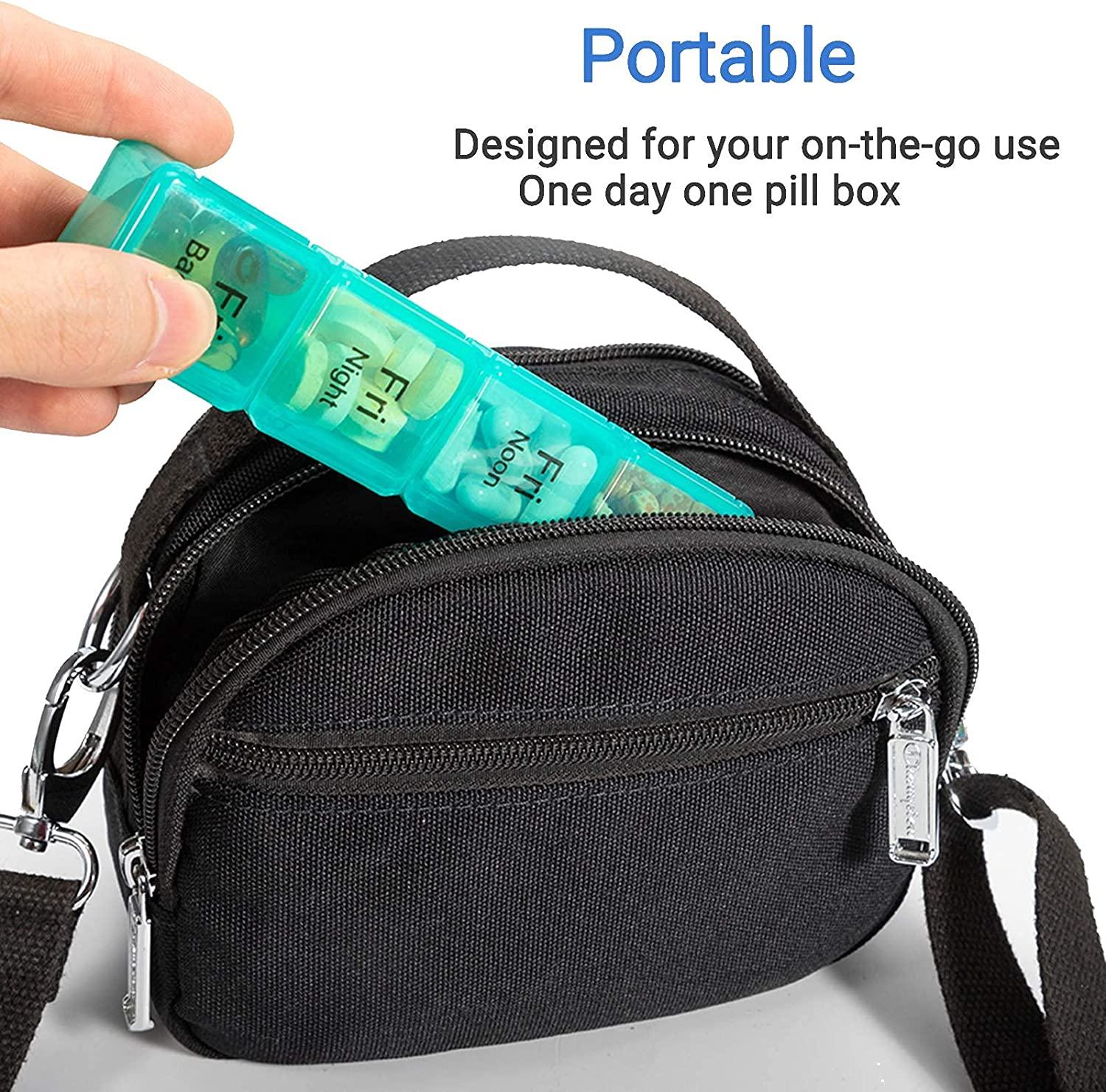 1 Pill Organizer with Stylish Carrying Case-4 Times a Day for 7