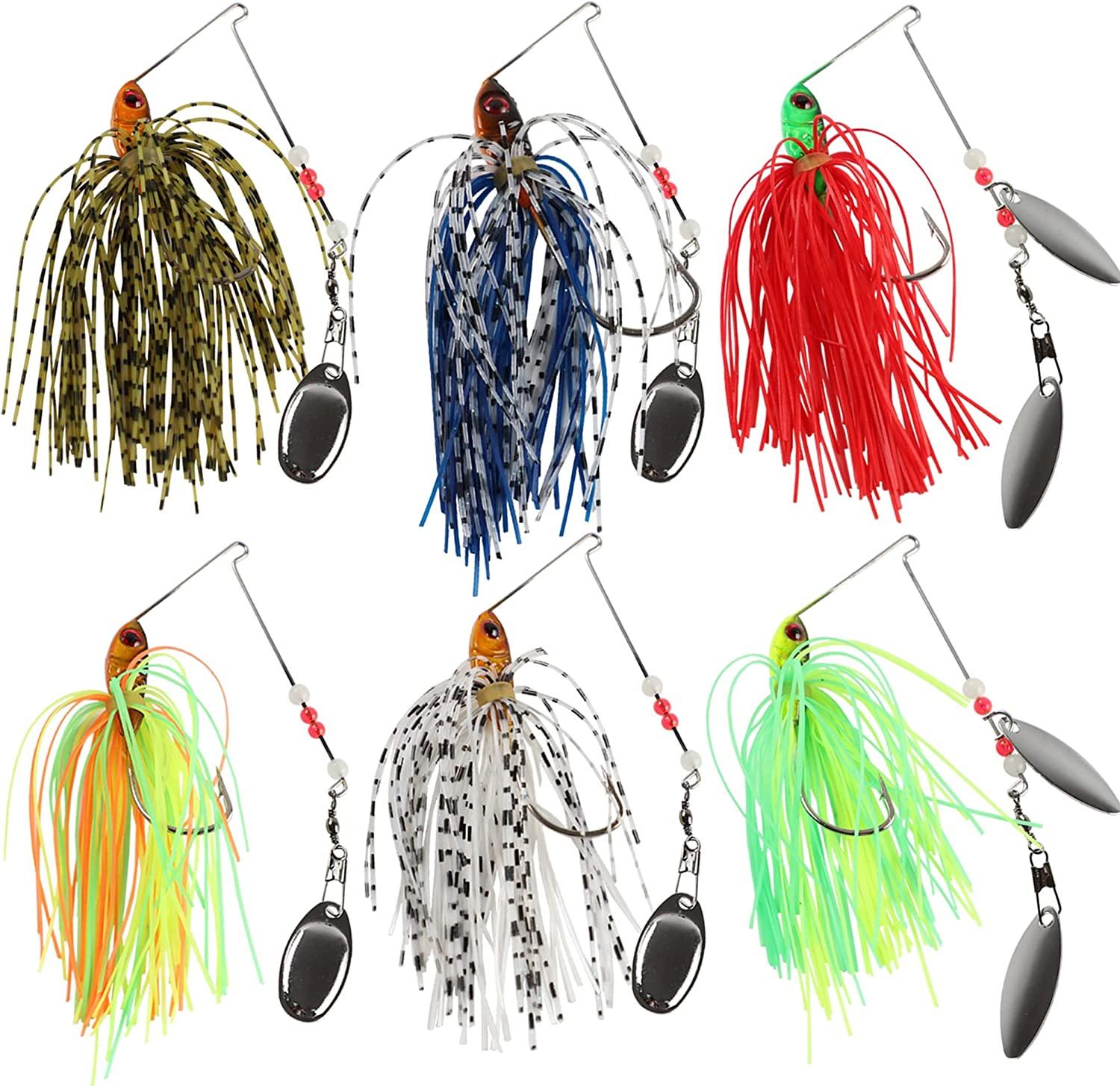 Bass Spinner Baits,6 Pcs Fishing Lures Spinner Baits,Spinner Baits for Bass  Fishing,Trout Salmon Hard Metal Spinnerbaits by Free Fisher