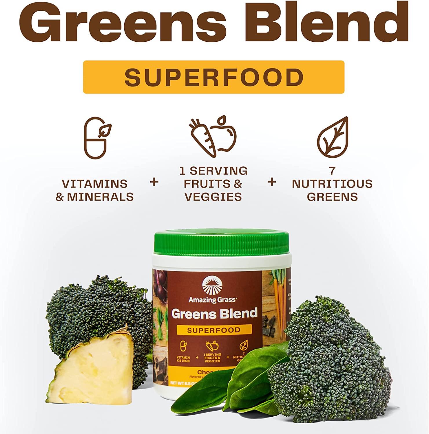 Amazing Grass, Greens Blend Superfood, Chocolate, 8.5 oz, 30 Servings 