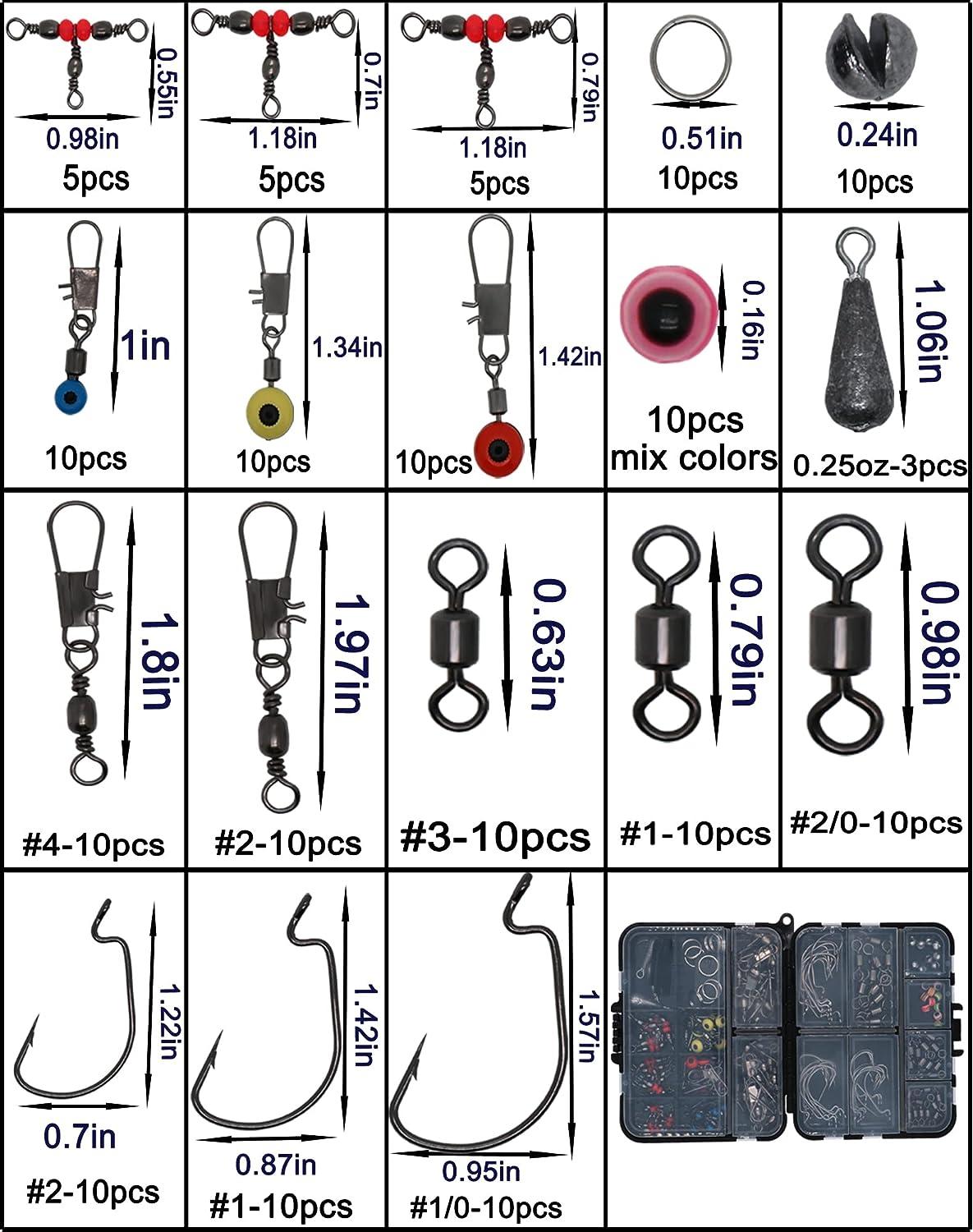 SUPERTHEO Fishing Accessories Kit with Hooks Bass Casting Sinkers Fishing Swivels Snaps Sinker Slides Fishing Line Beads Fishing Set with Tackle Box