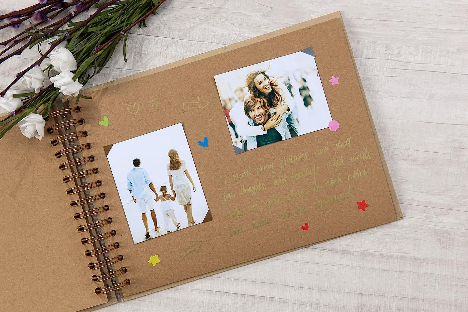  PATIKIL Scrapbook Album, 1Pcs Coil DIY Horizontal Album  Scrapbook Photo Album, Guest Book DIY Memory Book with 40 Sheets Khaki  Pages, for Christmas Anniversary Birthday Gift,Khaki