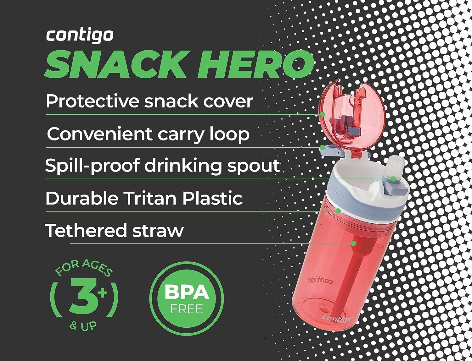 Contigo Snack Hero Water Bottle Set 2-in-1 Water Bottle with 4oz Snack  Compartment & 13oz Spill-Proof Water Bottle - Red & Blue