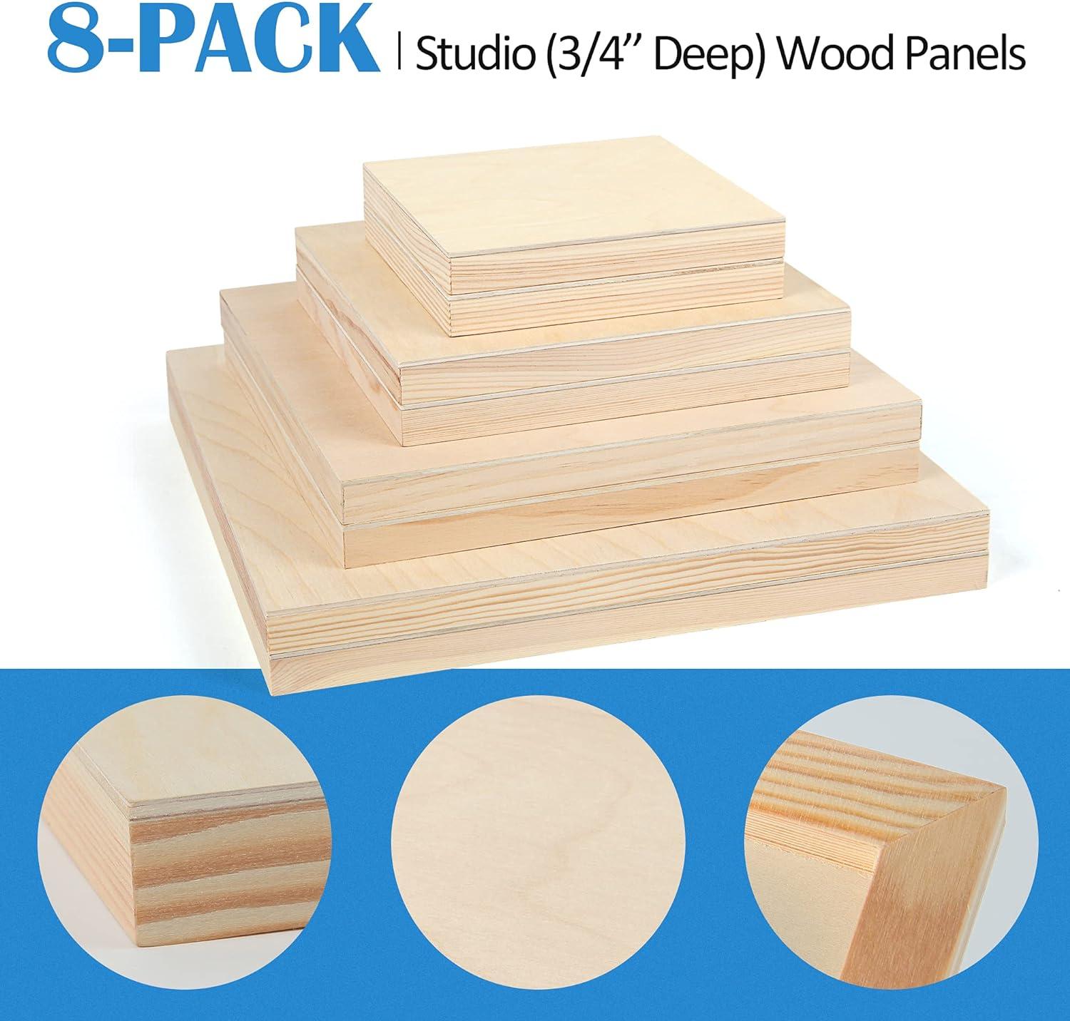 6 X 12 Birch Wood Panel Boards, Studio 3/4 Deep Cradle 4 Pack