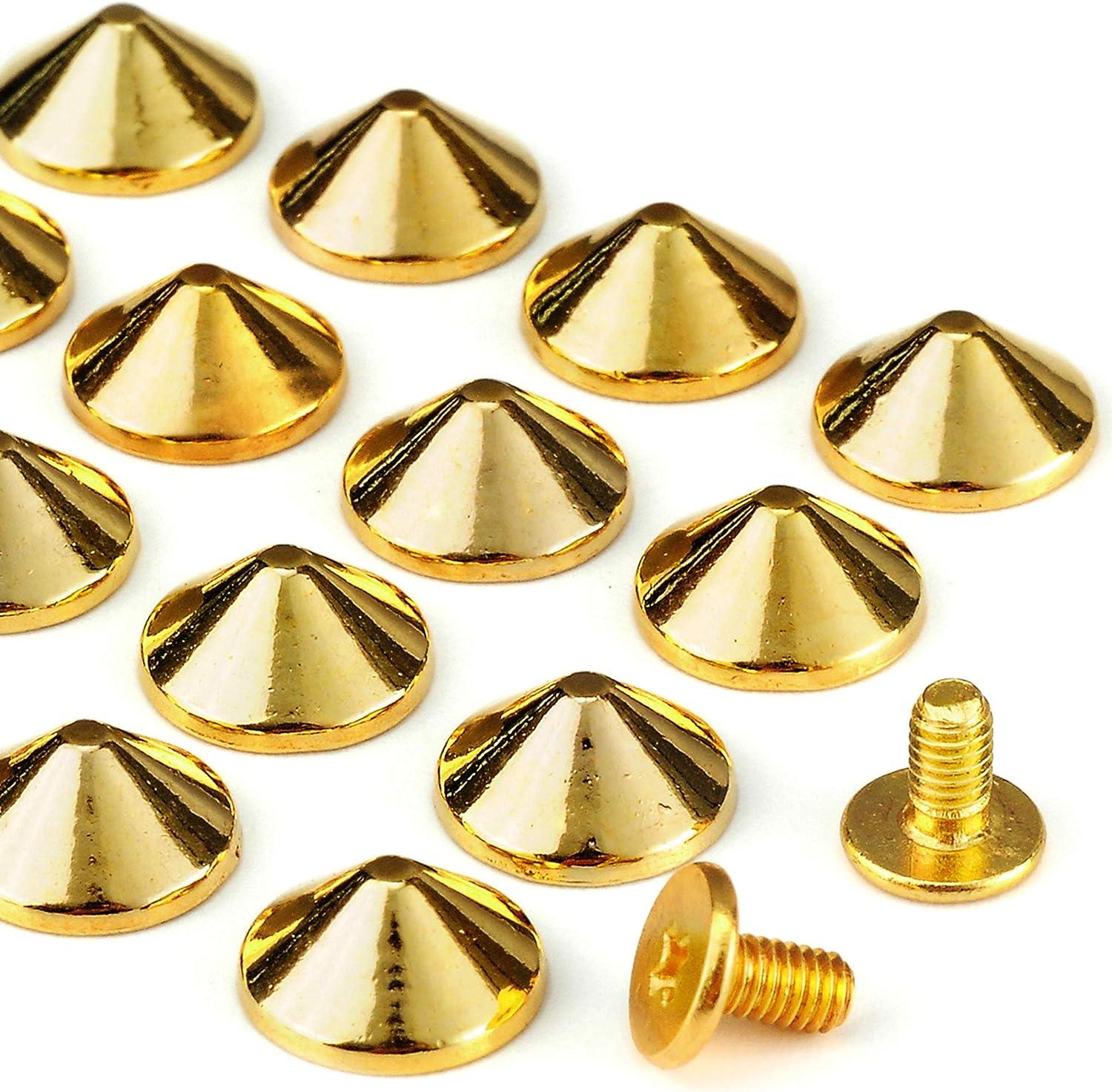 BUYGOO 50 Sets Cone Spikes Screwback Studs, Gold Studs and Spikes Punk  Spikes for DIY Leather Crafts and Clothing (10 X 29mm)