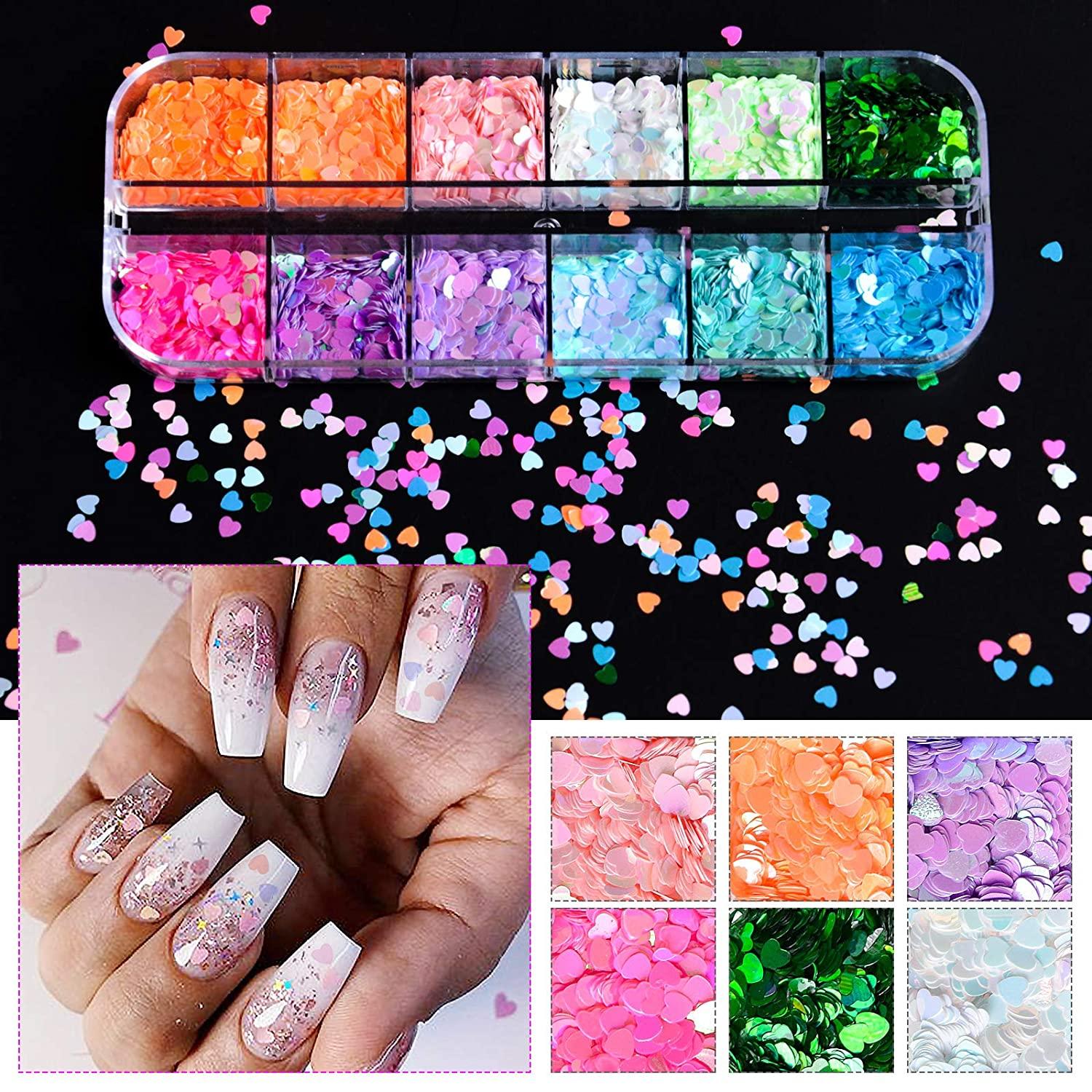 20g/lot Flat Heart Shape Loose Sequins for Crafts Paillettes Glitter  Confetti Nails Art manicure Wedding