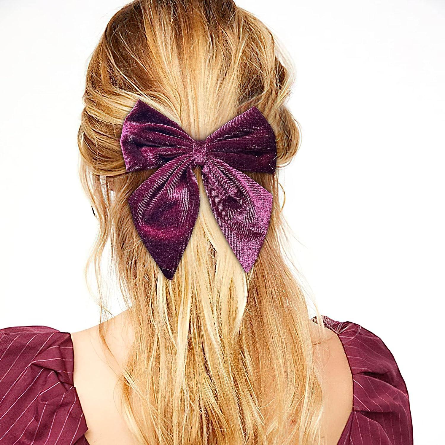 8 Pcs Hair Ribbons Hair Bows for Women Girls,Pink Hair Ribbons White Hair  Bows Alligator Clips For Hair Design (Pink,Beige,Black,Blue)