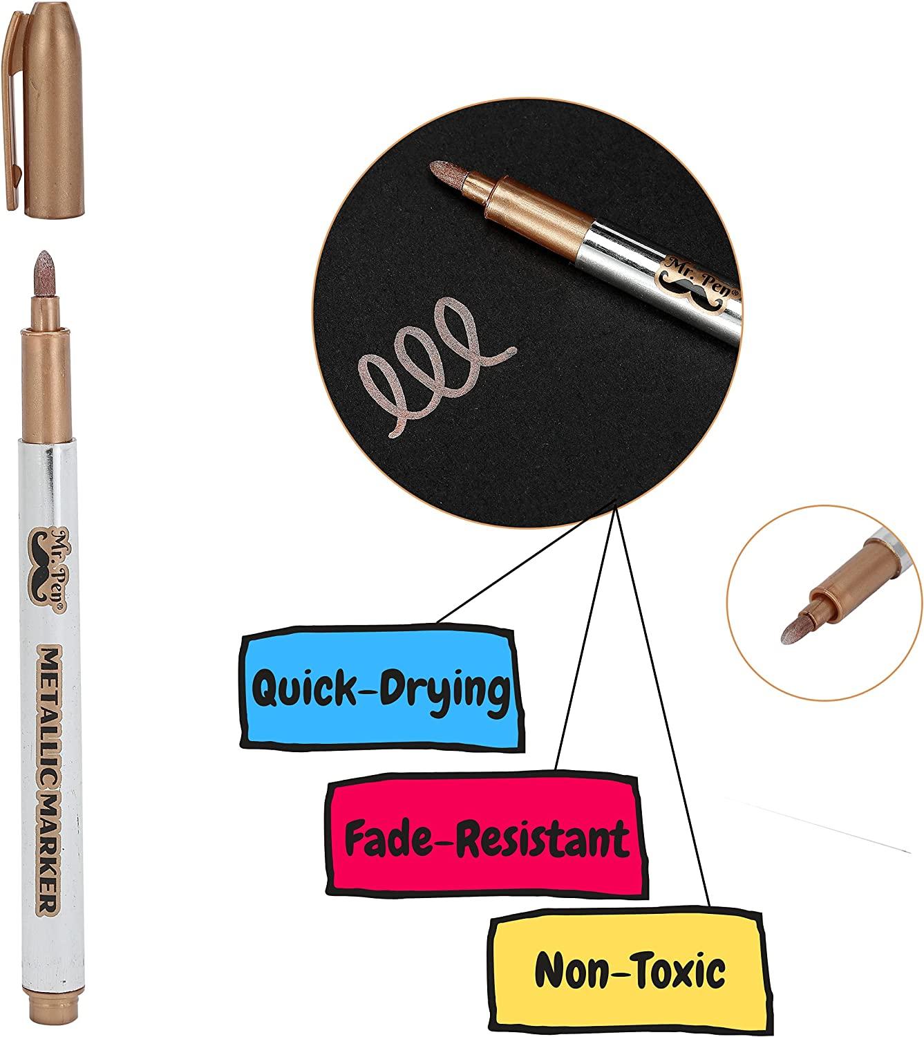  Mr. Pen- Metallic Markers, 8 Pcs, Assorted Colors, Metallic  Markers Fine Tip, Metallic Pens, Metallic Markers for Black Paper, Metallic  Paint Pens, Metallic Marker Pens, Markers for Scrapbooking. : Arts