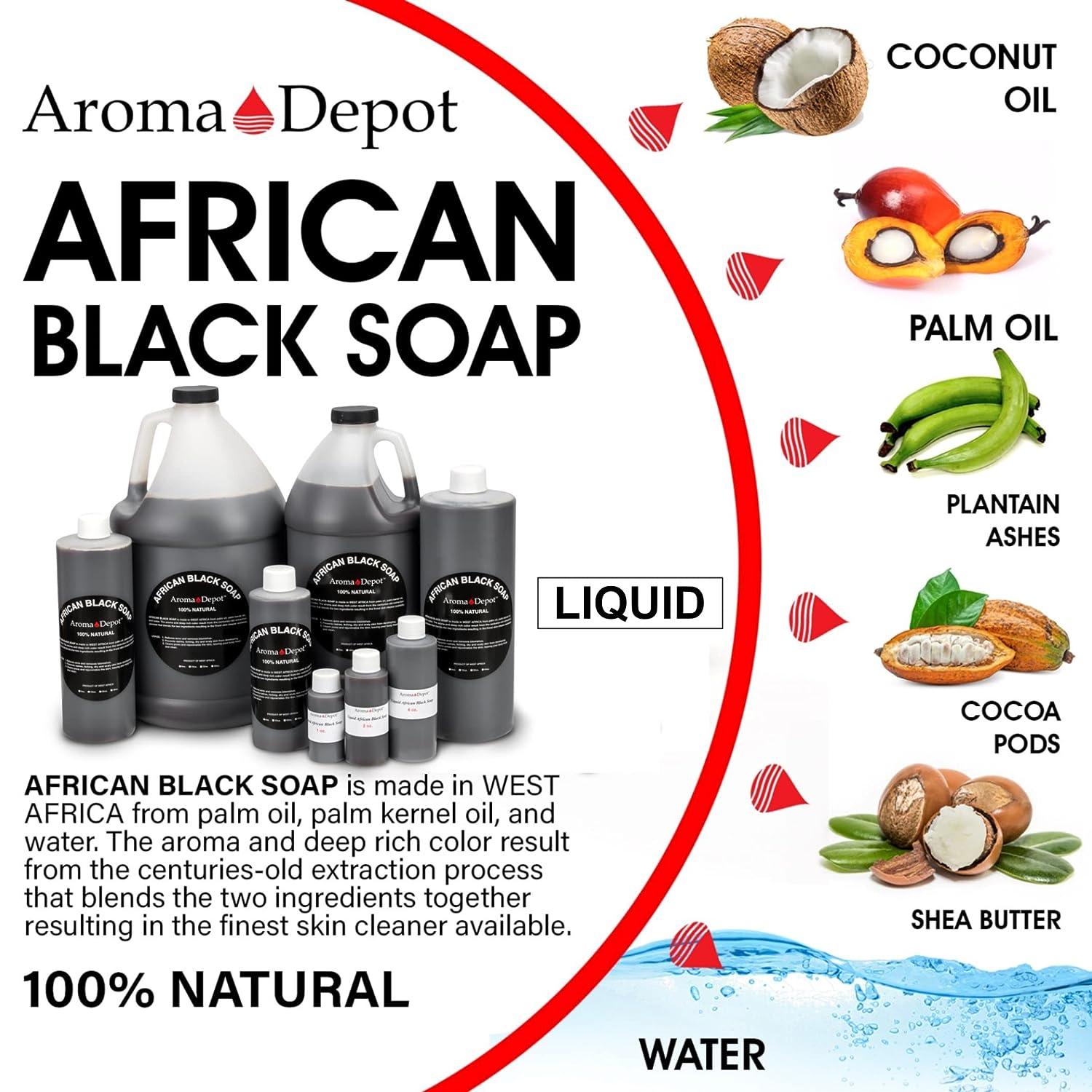 Aroma Depot Raw African Liquid 1/2 Gallon Black Soap 100% Natural soap for  Acne, Eczema, Psoriasis, and Dry Skin Scar Removal Face And Body Wash.