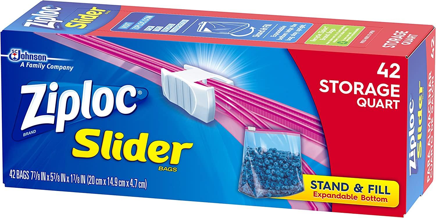 Ziploc Quart Food Storage Slider Bags, Power Shield Technology For More  Durability, 42 Count 