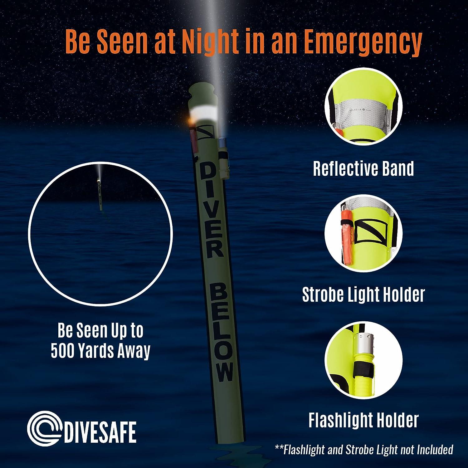 DiveSafe Delayed Surface Marker Buoy 7ft Closed Bottom with High