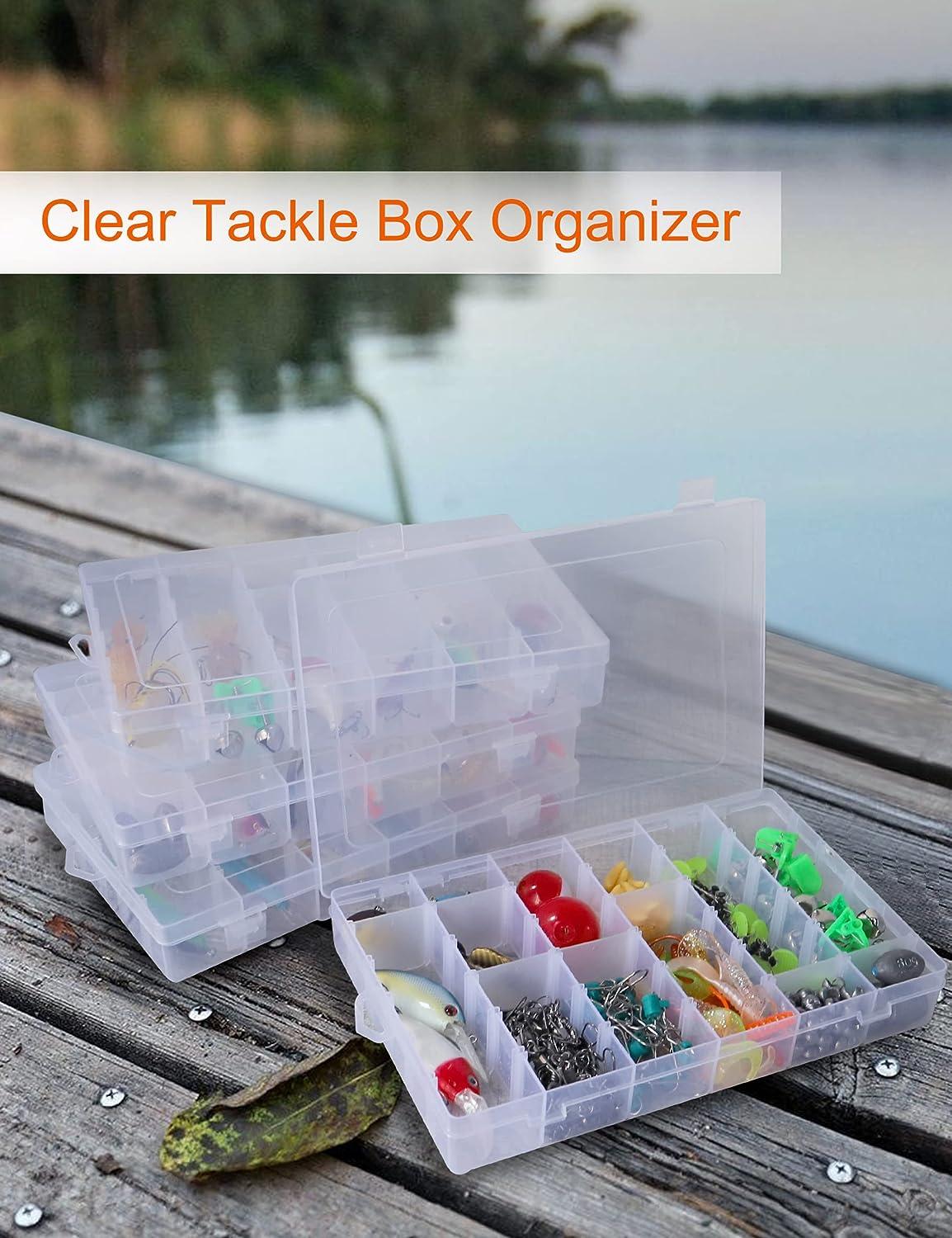 Avlcoaky Tackle Box Organizer Plastic Organizer Boxes Large 18 Grids  Compartment box with Dividers Clear Containers Jewelry Beads Storage