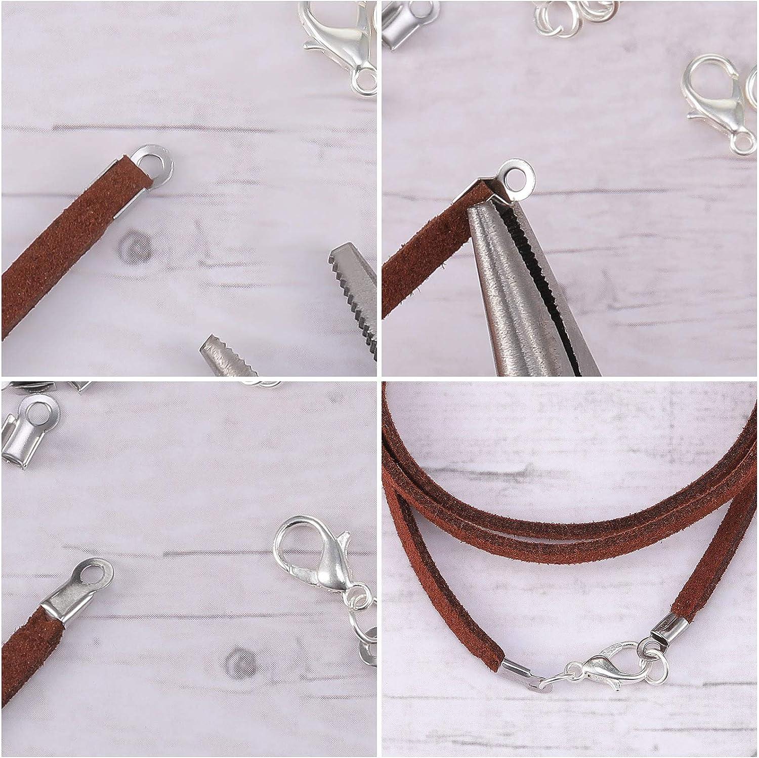 100pcs/lot Metal Spring Crimp Clasps Leather Ends Fastener End Caps  Connectors For DIY Bracelet Necklace Jewelry Making Supplies