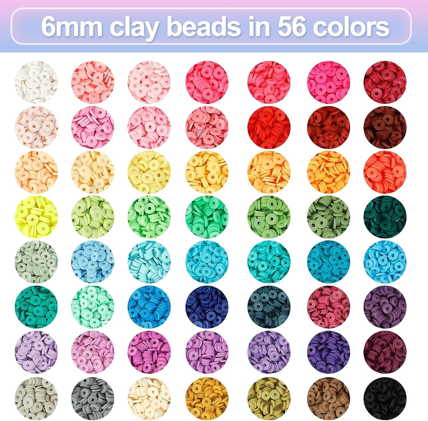 3600PCS Polymer Clay Beads Set 6MM Rainbow Color Flat Chip Bead