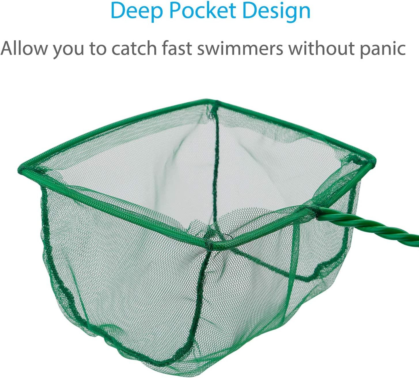 Pawfly 4/6 Inch Aquarium Fish Net Set Fish Catch Nets with Plastic Handle 6  Inch and 4 Inch