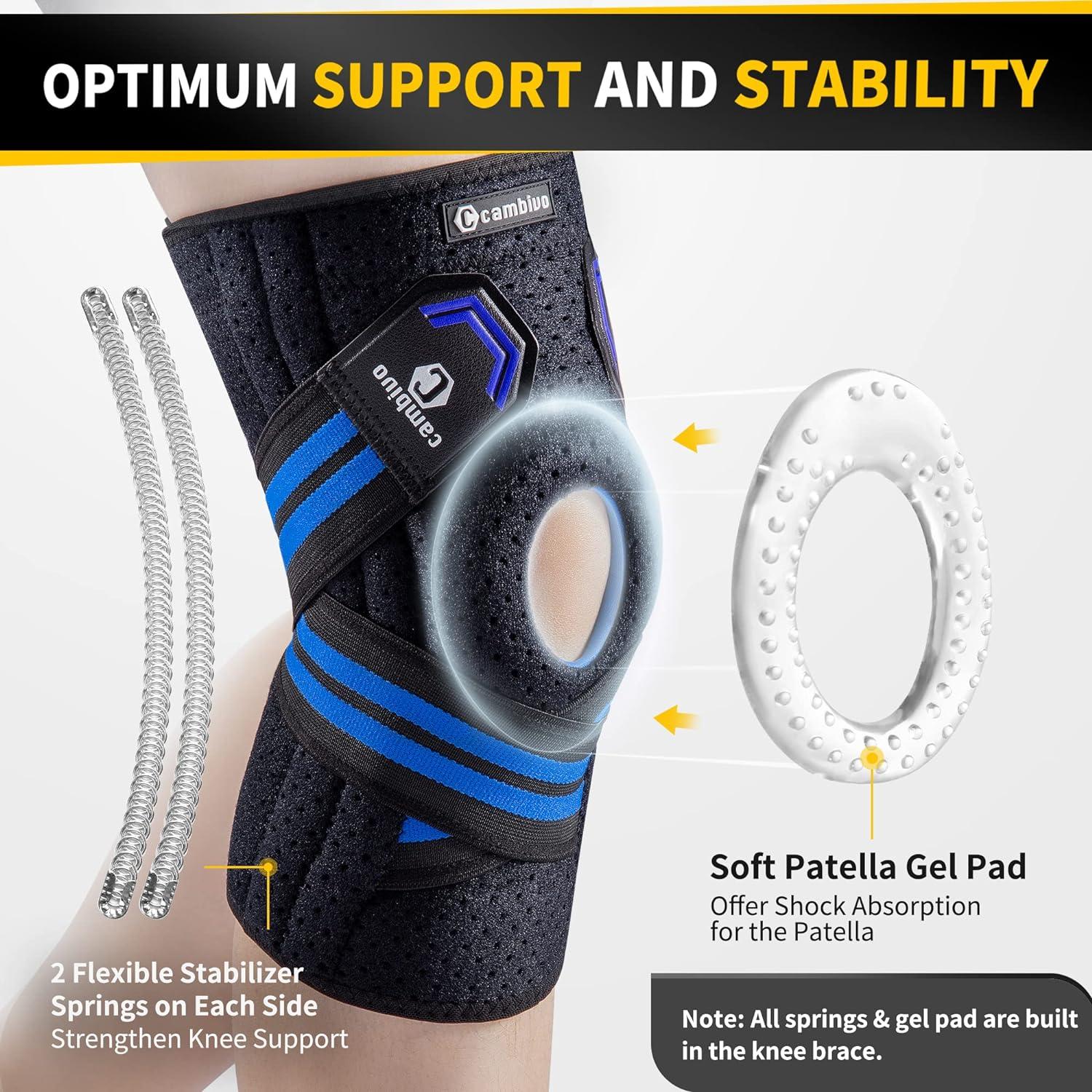 2 Pack Knee Compression Sleeve - Knee Brace for Men & Women with Patella Gel  Pads & Side Stabilizers Knee Support for Working Out Running Weightlifting  for Arthritis Joint Pain Relief ACL