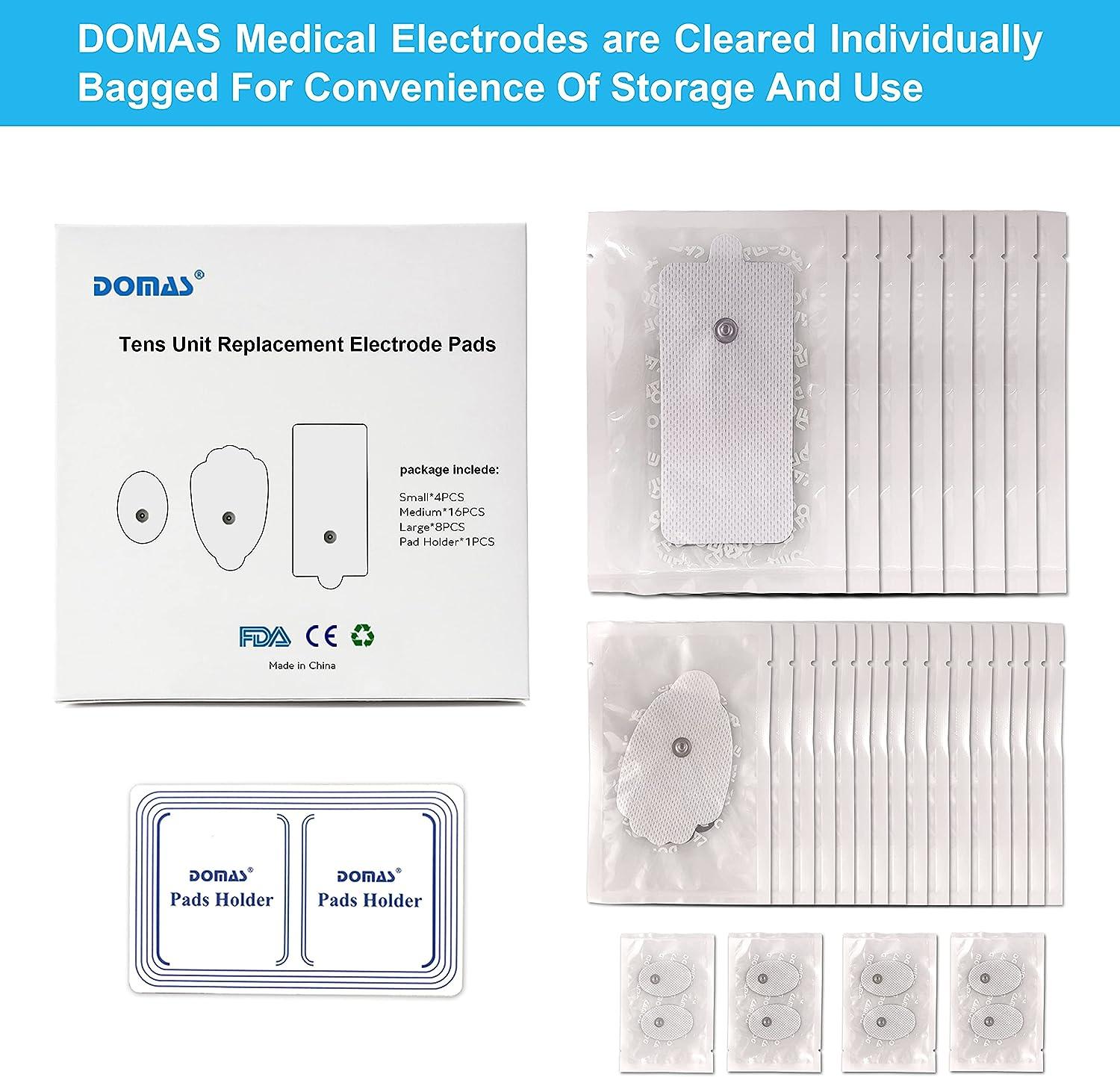 Easy@Home Tens Unit Self Stick Carbon Electrode Pads, Non Irritating Design 8 Pcs 2 x 4 Reusable Pads + 8 Pcs 2 x 2 Reusable Pads