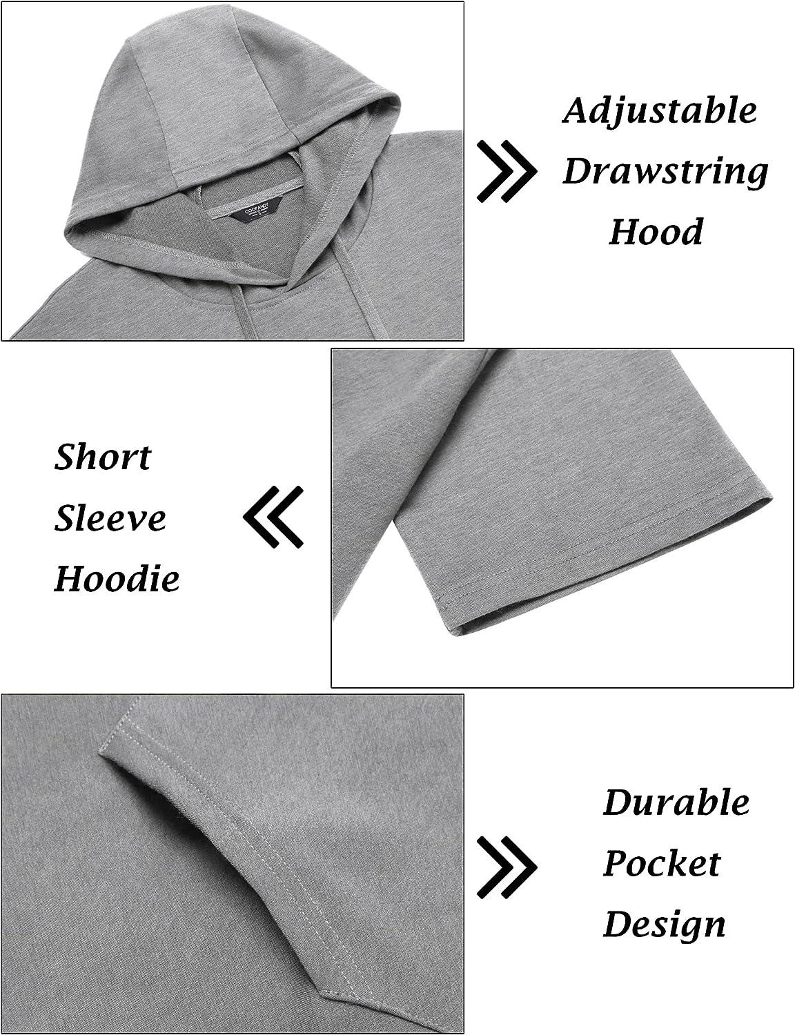 COOFANDY Men's Short Sleeve Hoodie