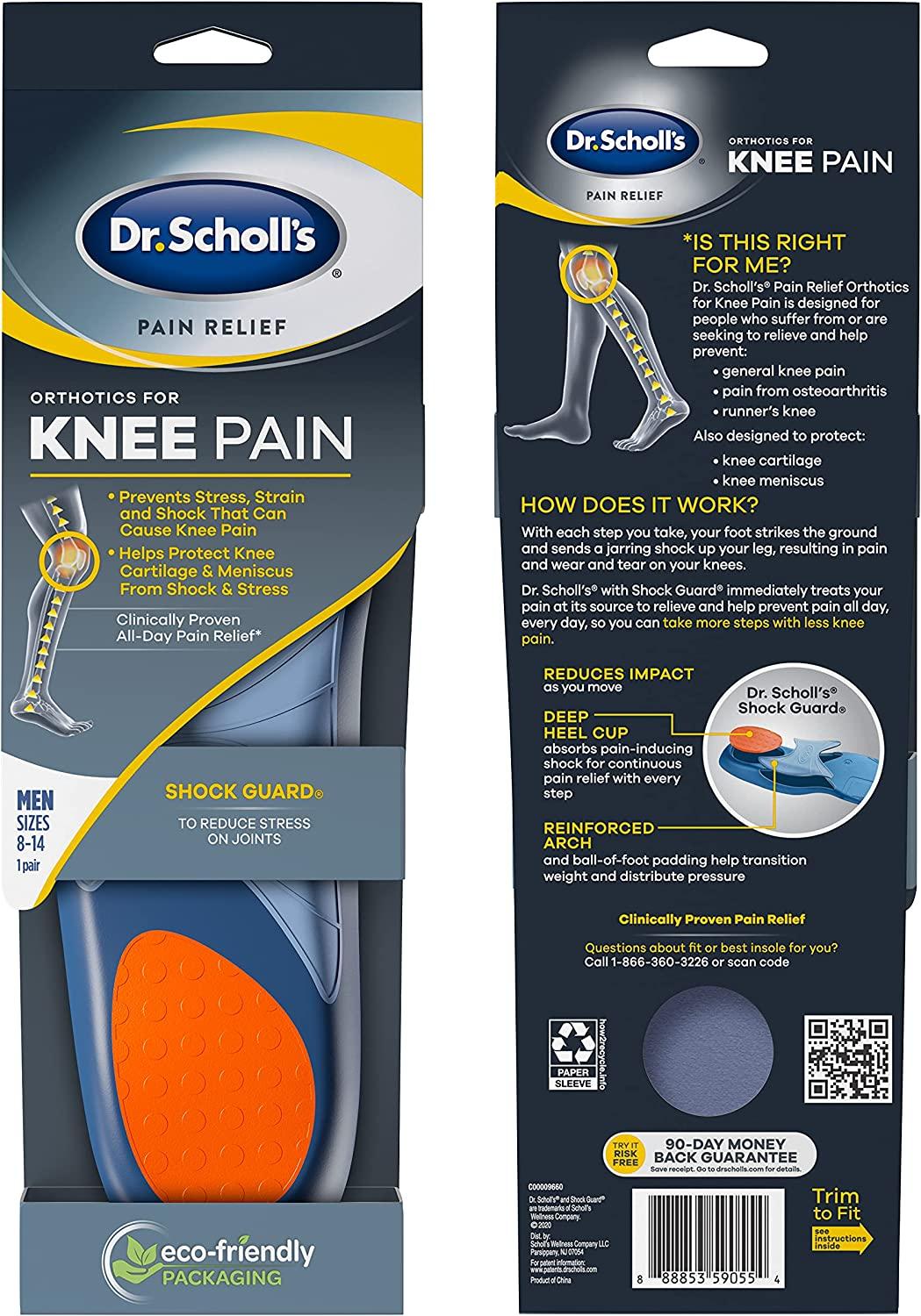 Dr. Scholl's KNEE Pain Relief Orthotics. Immediate and All-Day Relief from  Knee Pain (for Men's 8-14, also available for Women's 5.5-9).