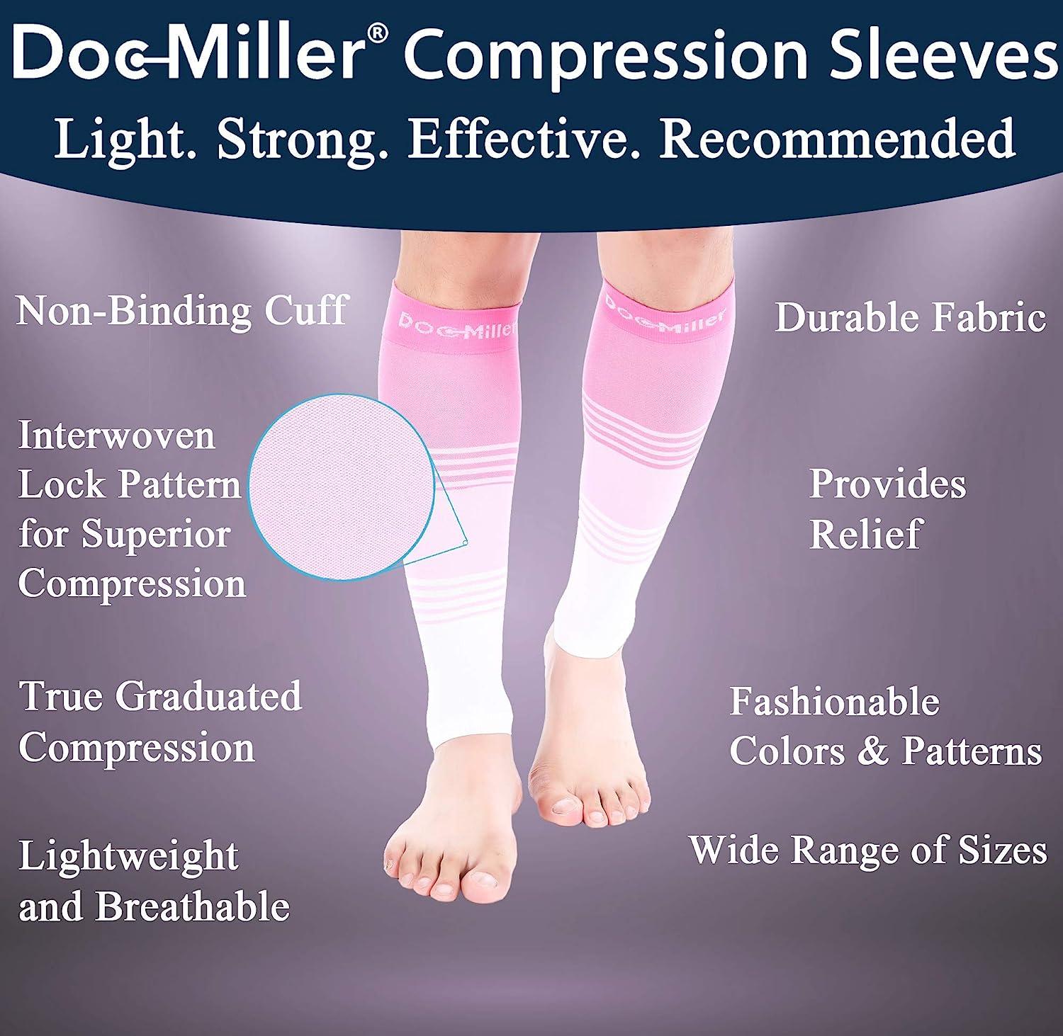 Doc Miller Calf Compression Sleeve Men and Women 20-30 mmHg, Shin Splint Compression  Sleeve, Medical Grade Socks for Varicose Veins and Maternity 1 Pair Large  Pink Pink White Calf Sleeve Pink.Pink.White Large