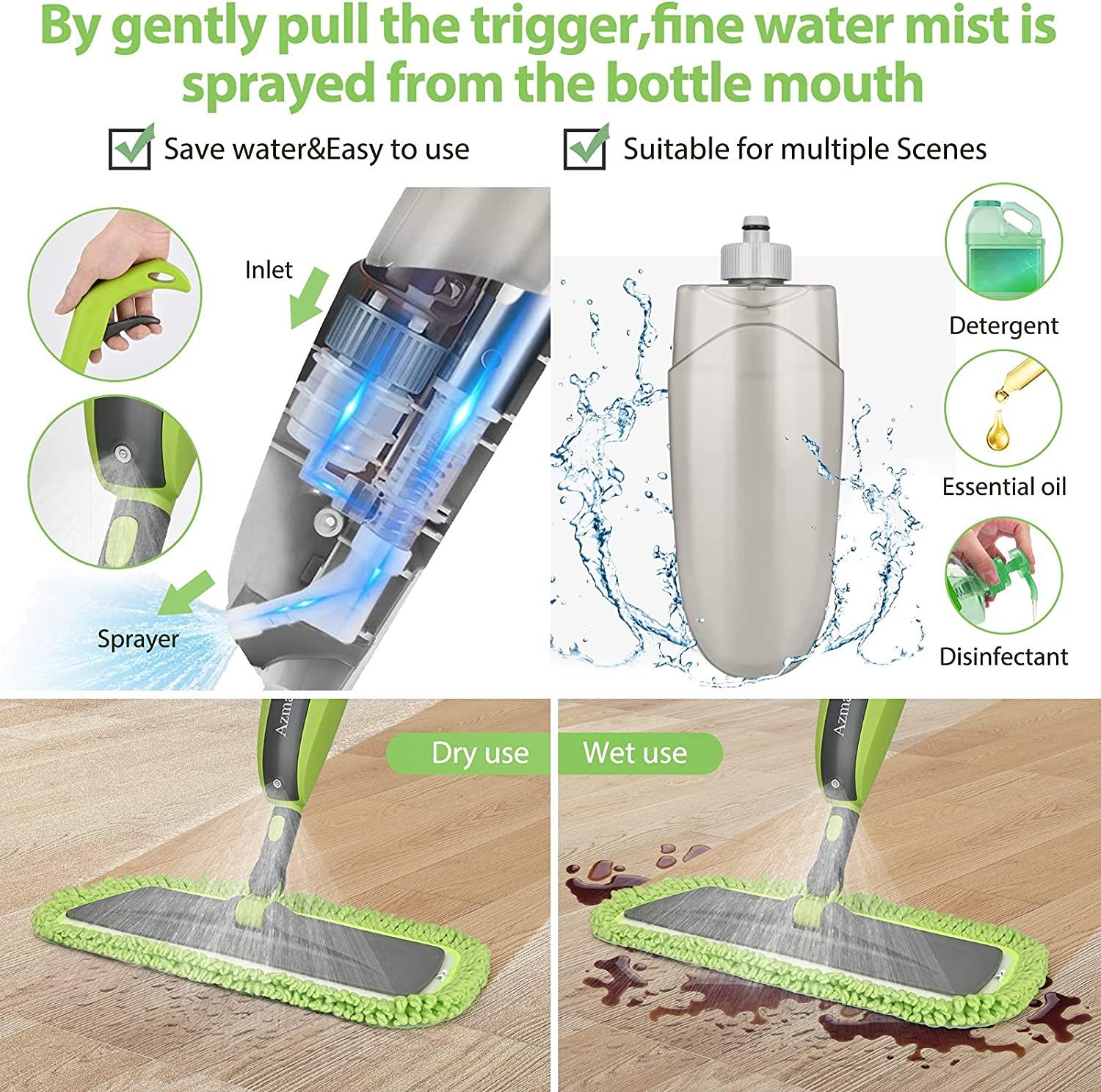 Spray Mop for Floor Cleaning Microfiber Mop Wet Dust Mop with 6