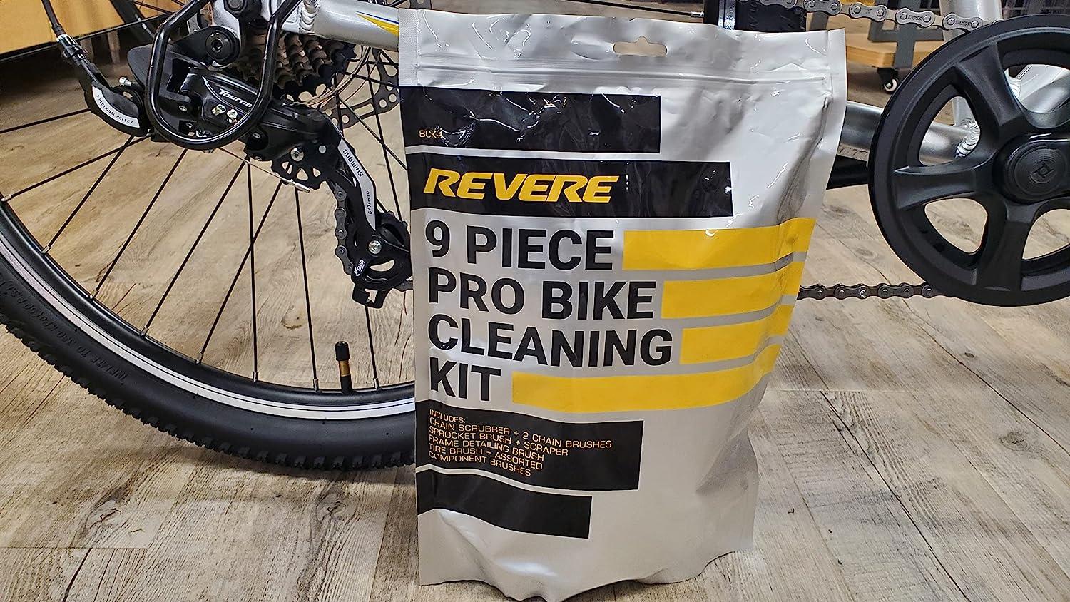 Revere Bicycles 9-Piece Bike Cleaning Kit Bicycle Maintenance Kit with  Various Sprocket, Wheel, Frame, & Bike Chain Cleaners, Scrubs, & Brushes  BMX, Mountain, Street, & Dirt Bike Accessories