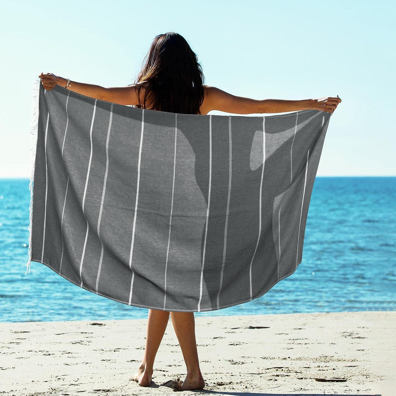 2 Packs Cotton Turkish Beach Towels Sandproof Sand Resistant Proof  Oversized Cute Extra Large Thin Lightweight Xl Big Adult Travel Essentials