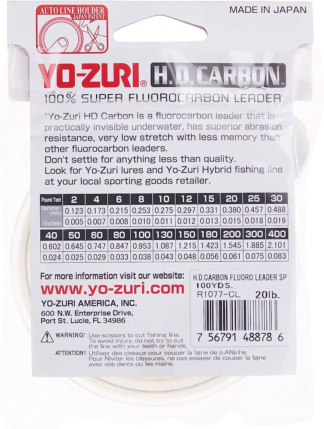 Yo-Zuri H D Carbon Fluorocarbon Leader Line Clear 80-Pound 100-Yard